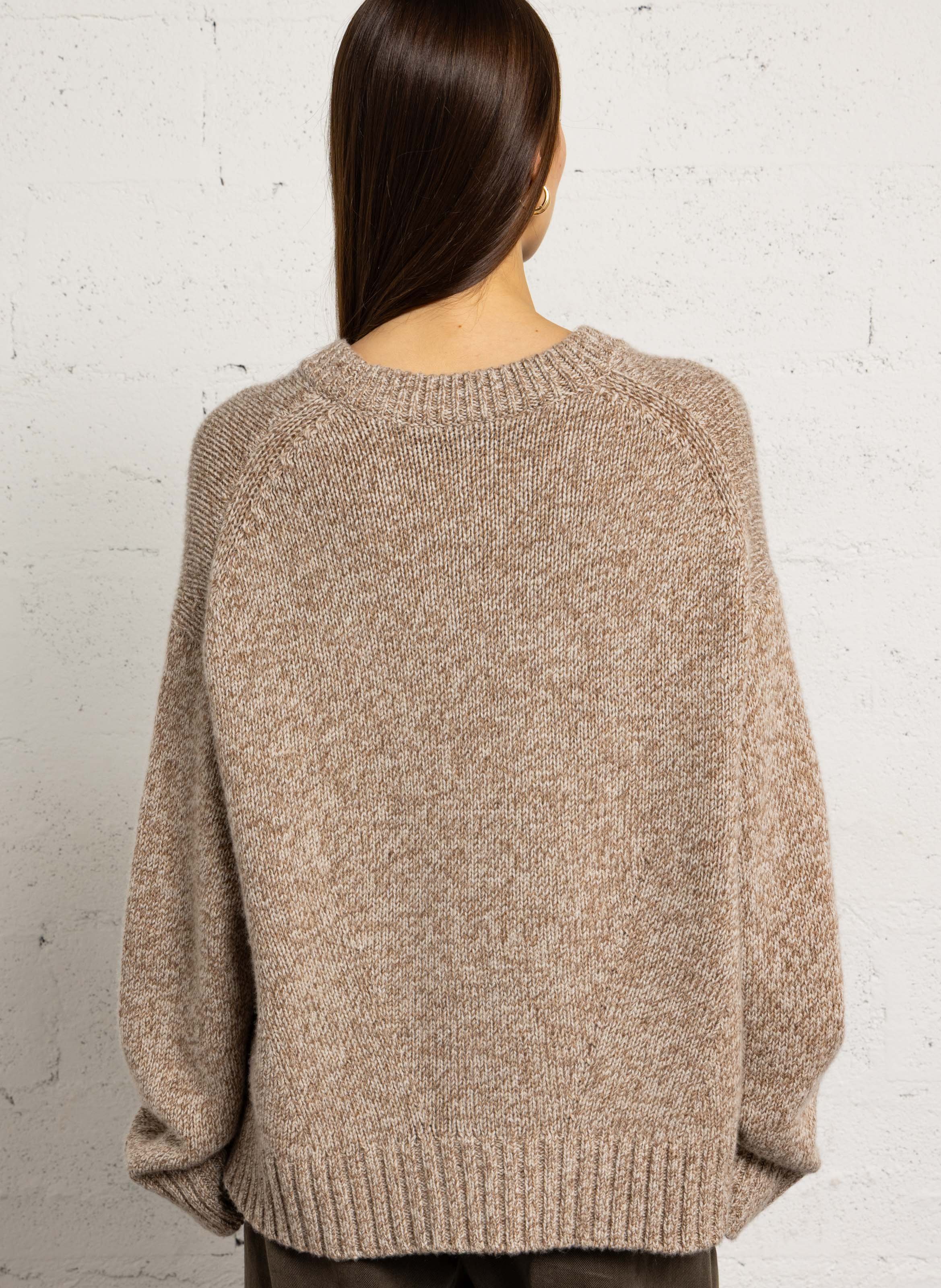 Oversized Pullover aus melierter Wolle MARGAUX LONNBERG Beige