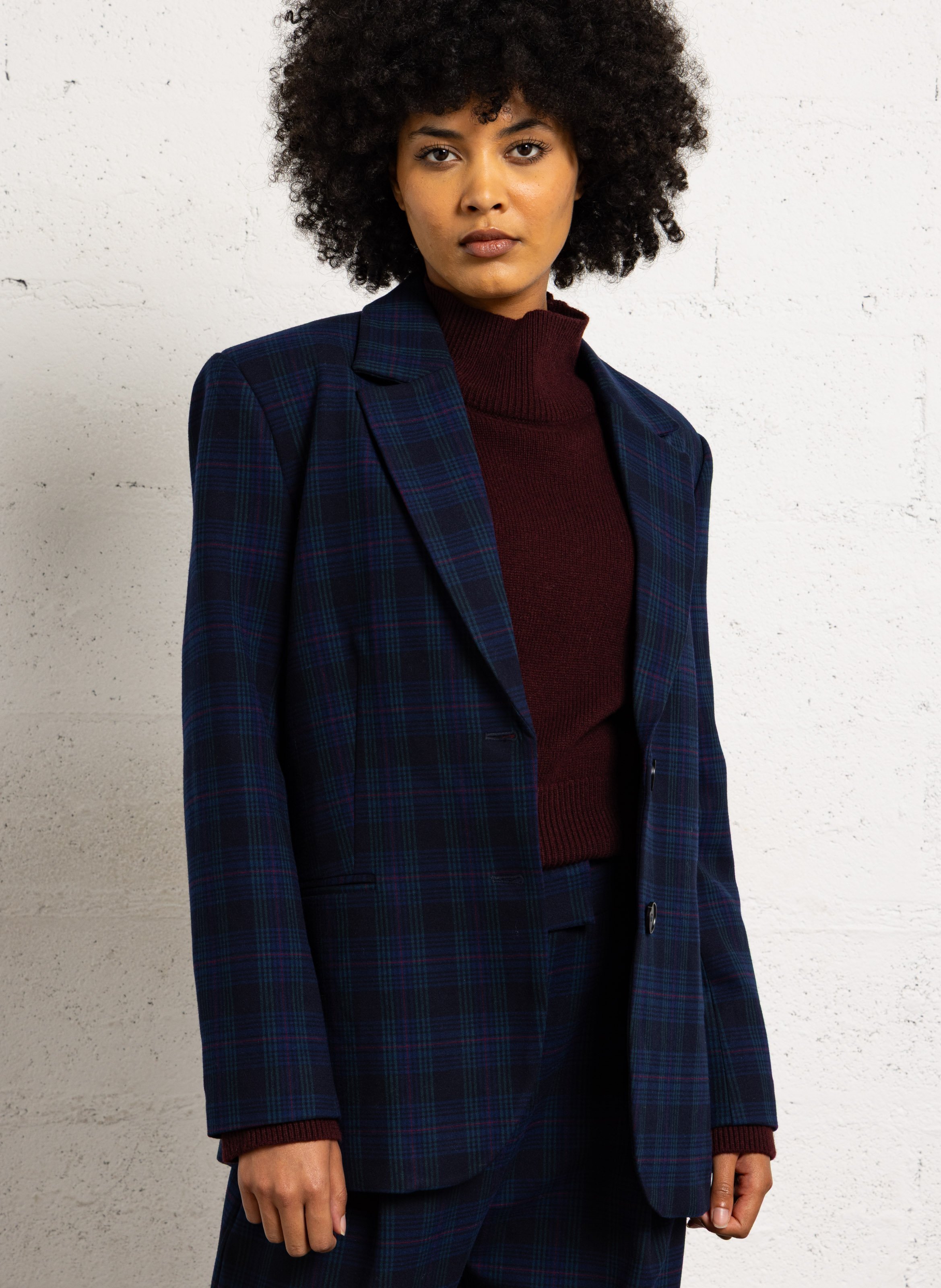 Straight check tailored jacket SUNCOO Blue