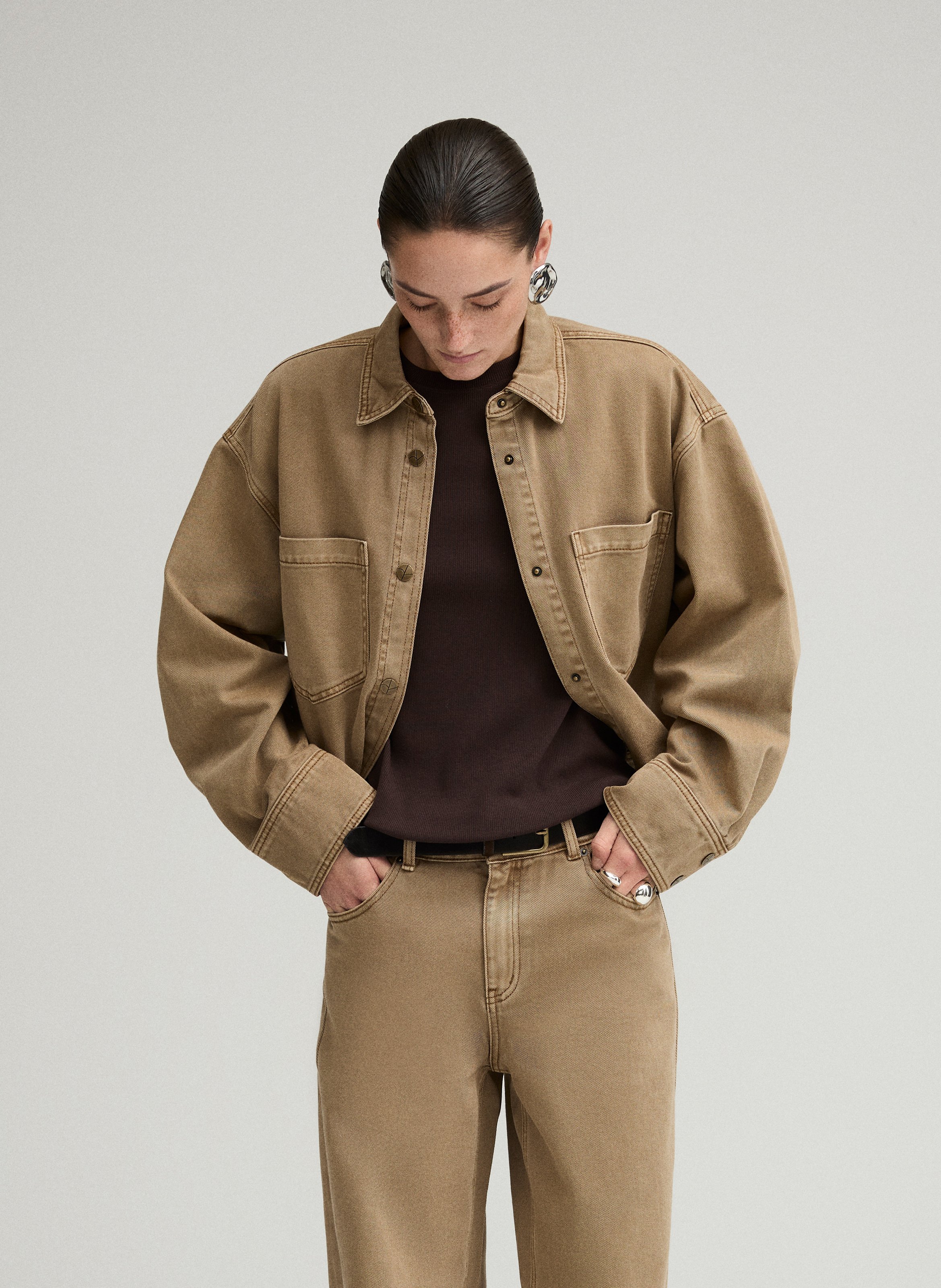 Loose short solid color shirt ROUGE EDIT Golden