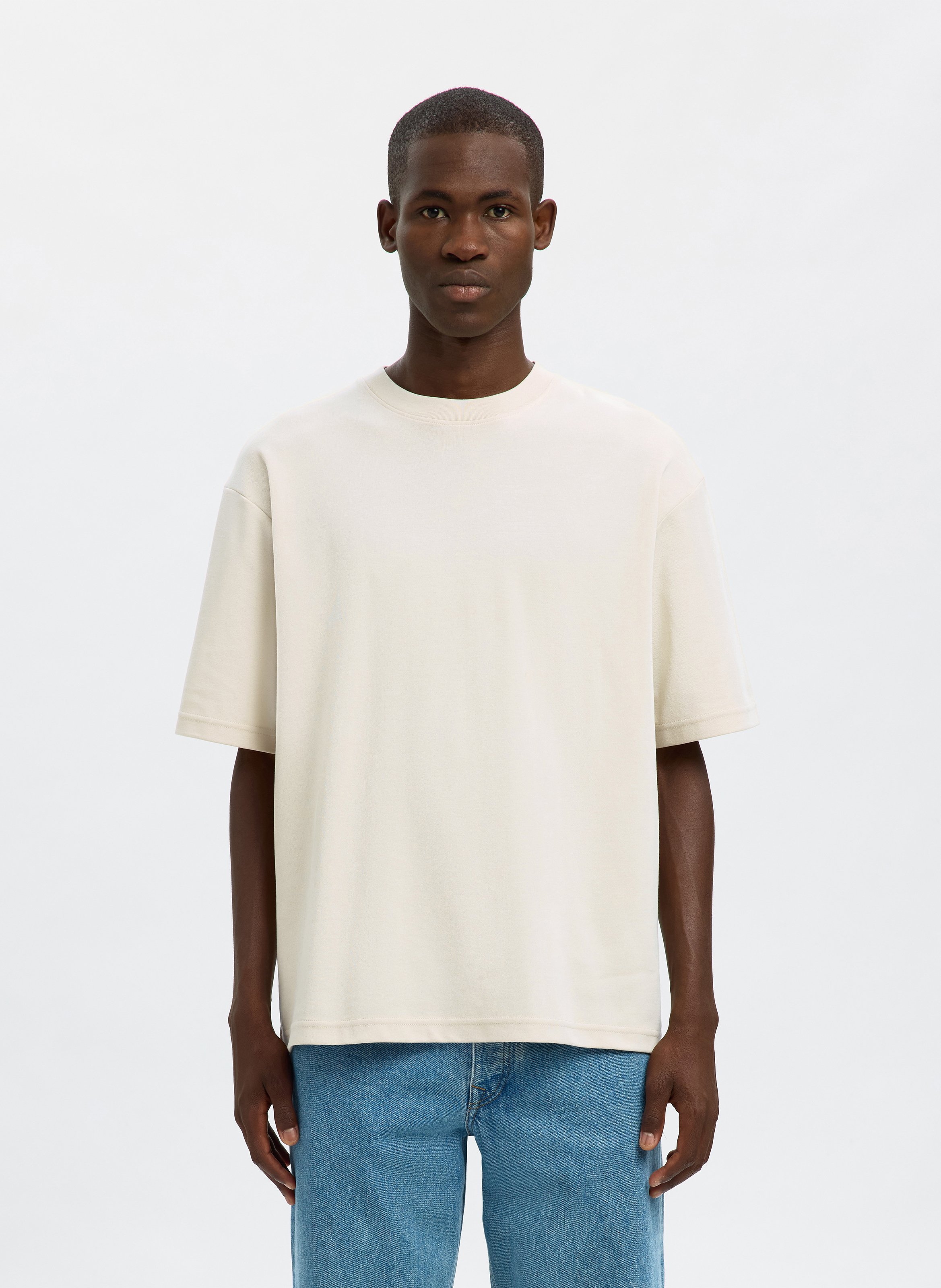 Oversize T-Shirt aus Bio-Baumwollmischung SELECTED Beige