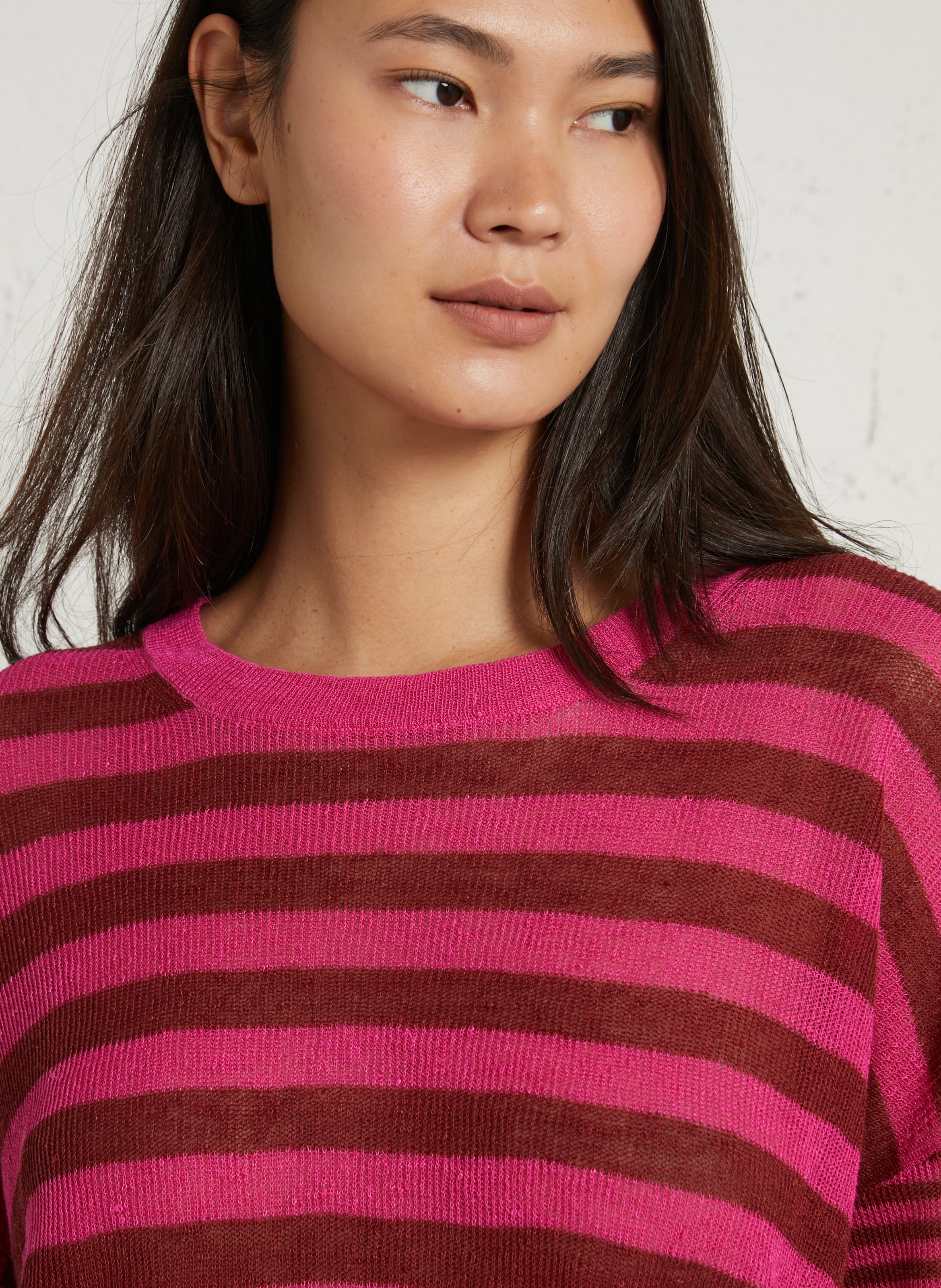 Pull ample rayé en lin mélangé AMERICAN VINTAGE Rouge
