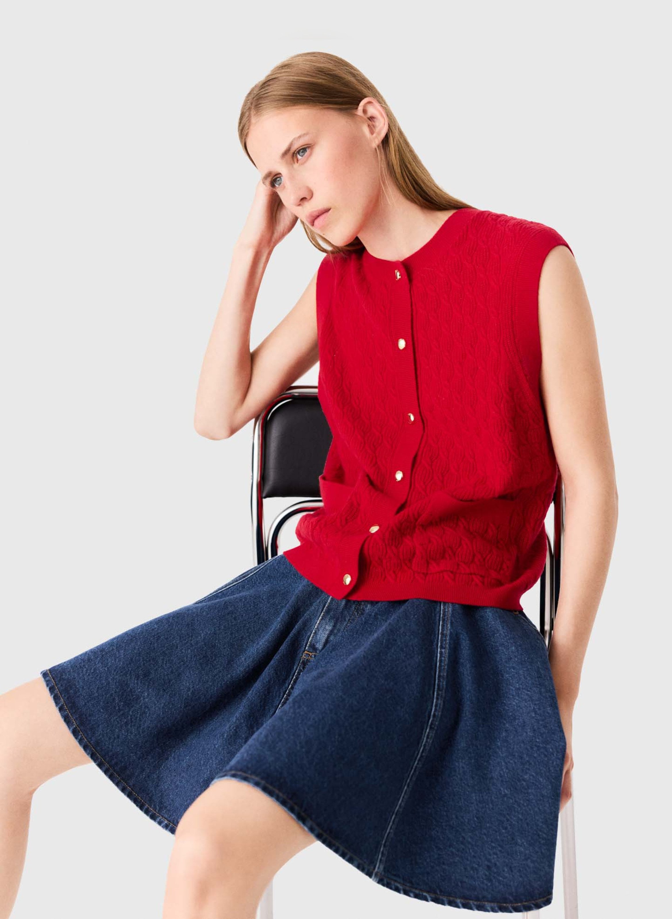 Cardigan en laine et cachemire MAJE Rouge
