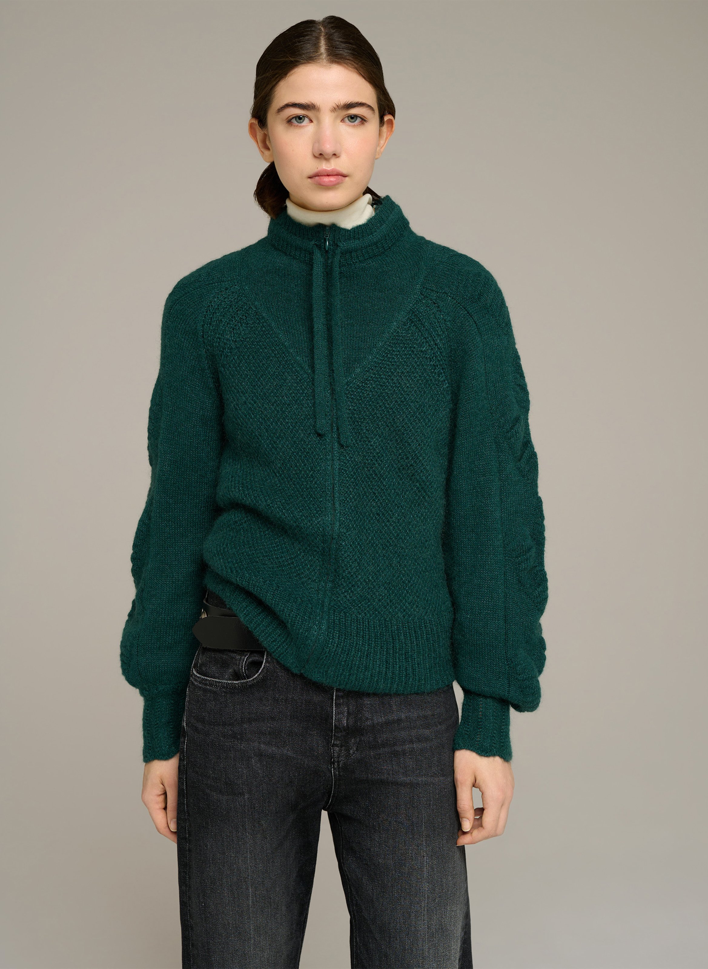Gerade geschnittene Strickjacke mit Reißverschluss aus Wollmischung COTELAC