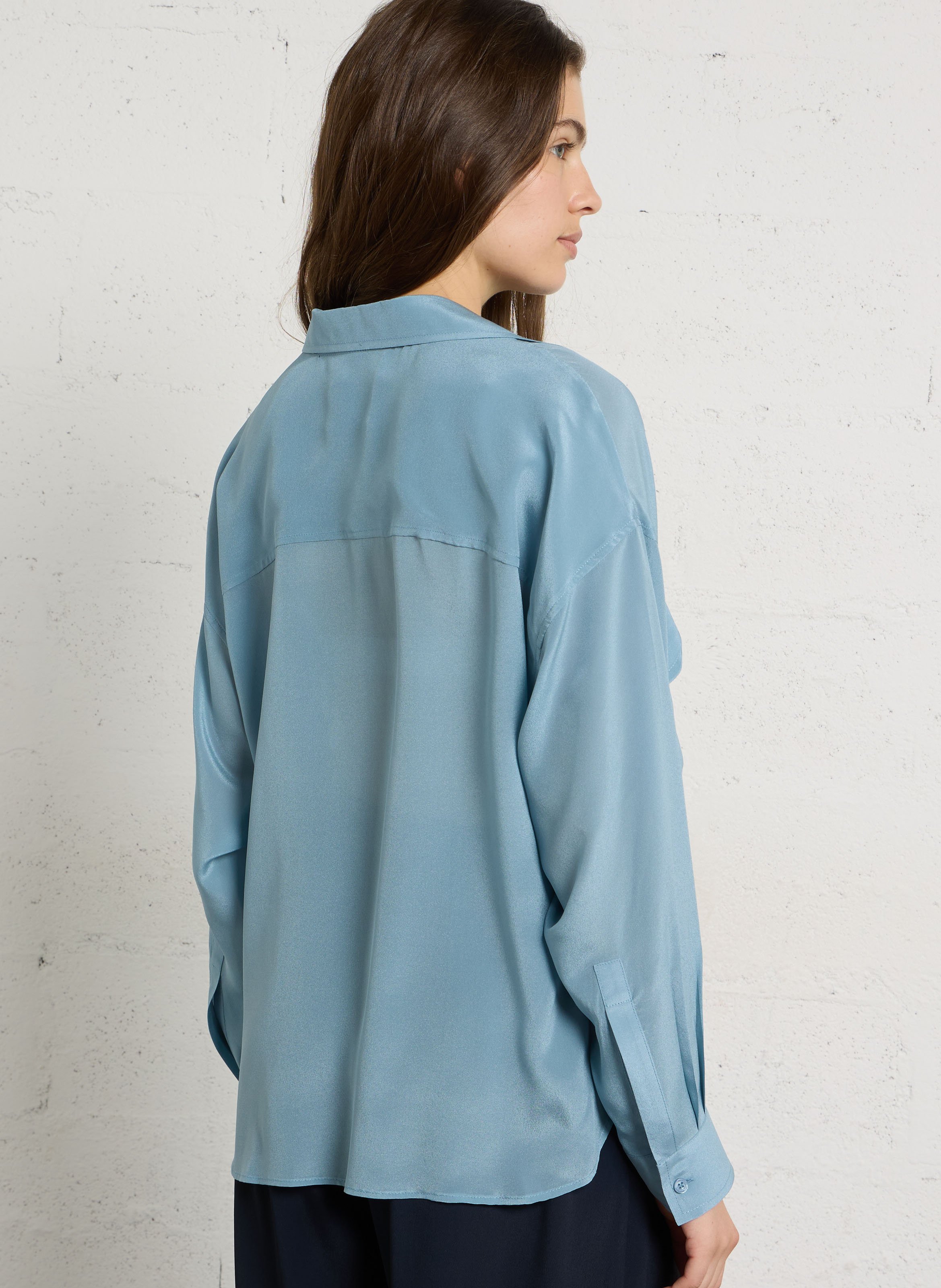 Loose-fit silk shirt MOMONI Blue