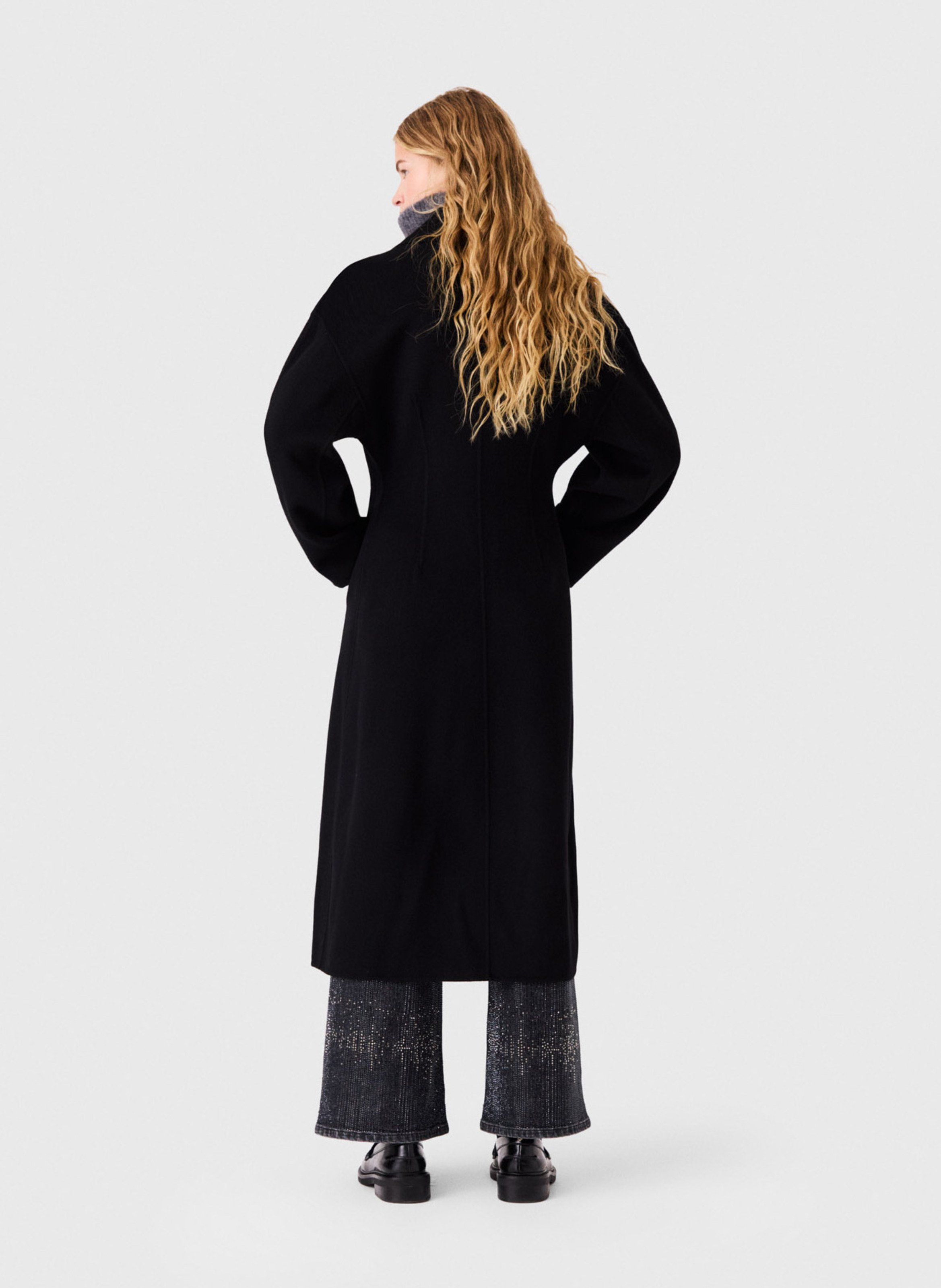 Manteau long en laine MAJE Noir