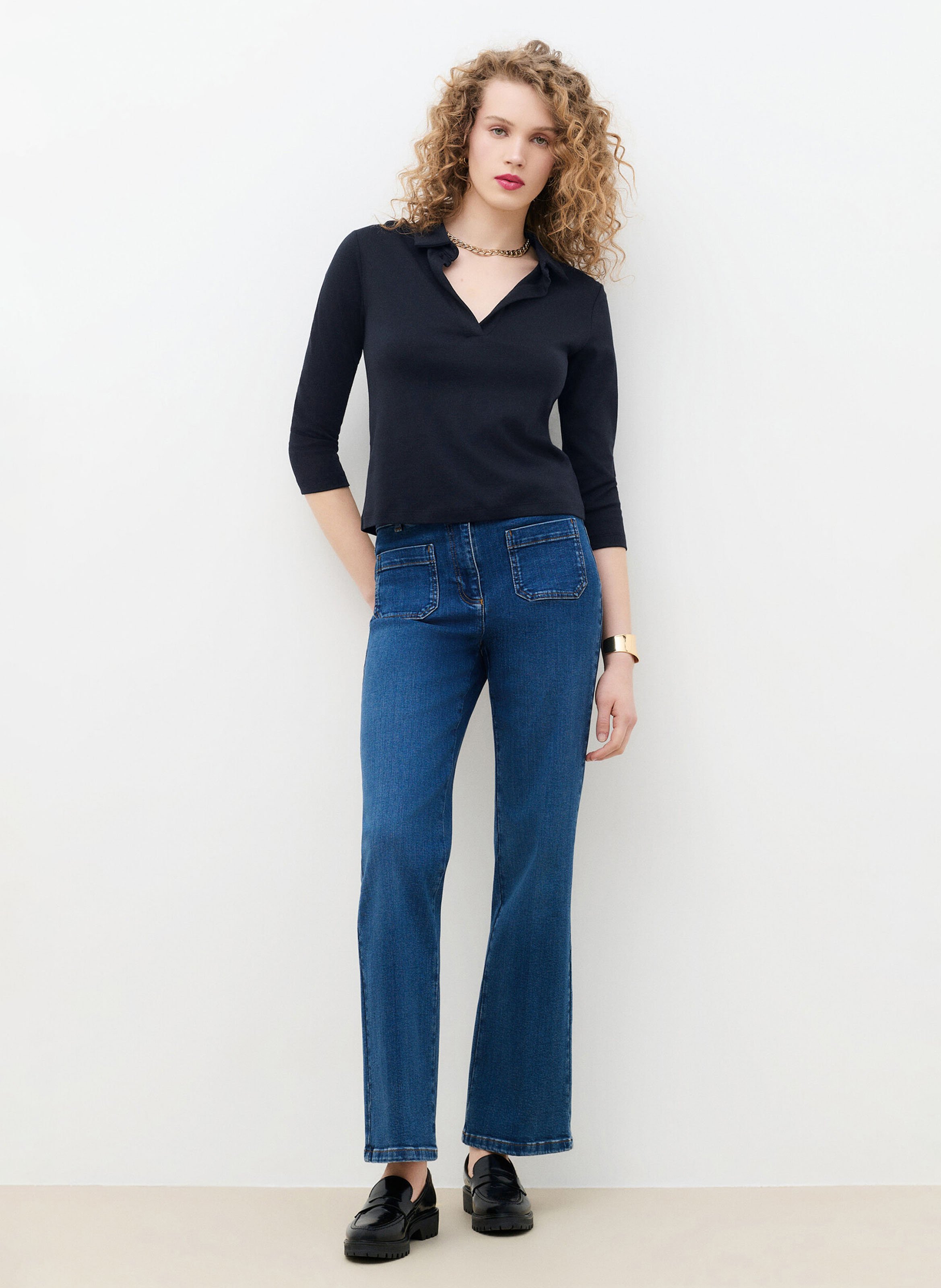 Polo droit en coton CAROLL Bleu