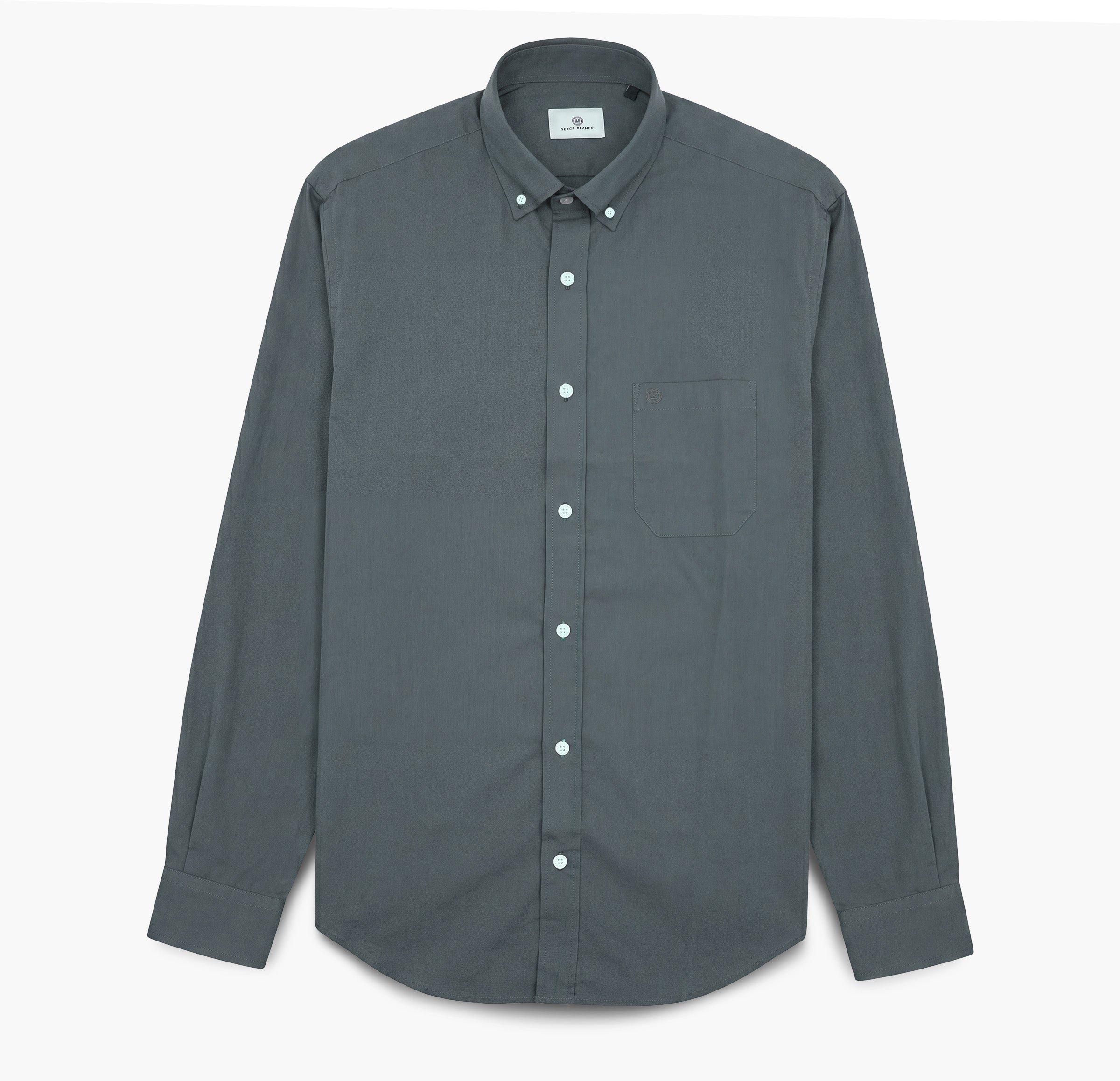 Khaki long-sleeve cotton shirt SERGE BLANCO Grey