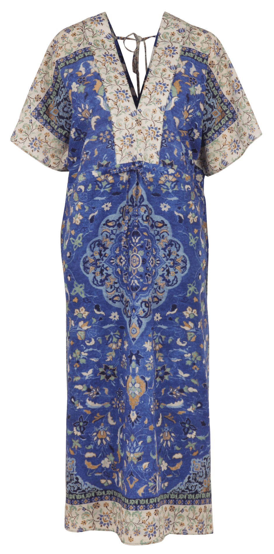 Robe longue col V imprimée SUD EXPRESS Bleu