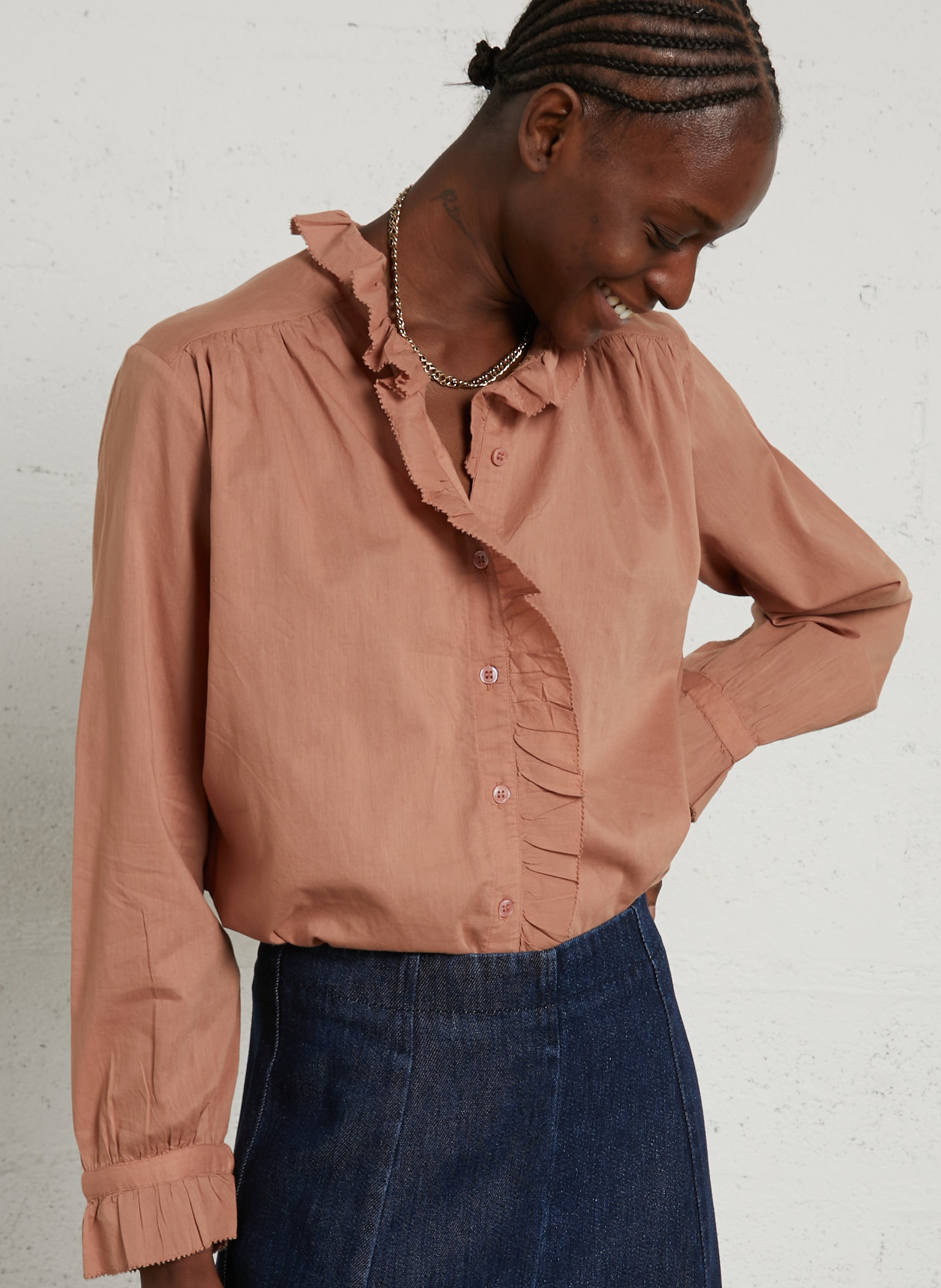 Loose-fit cotton blouse DES PETITS HAUTS Pink