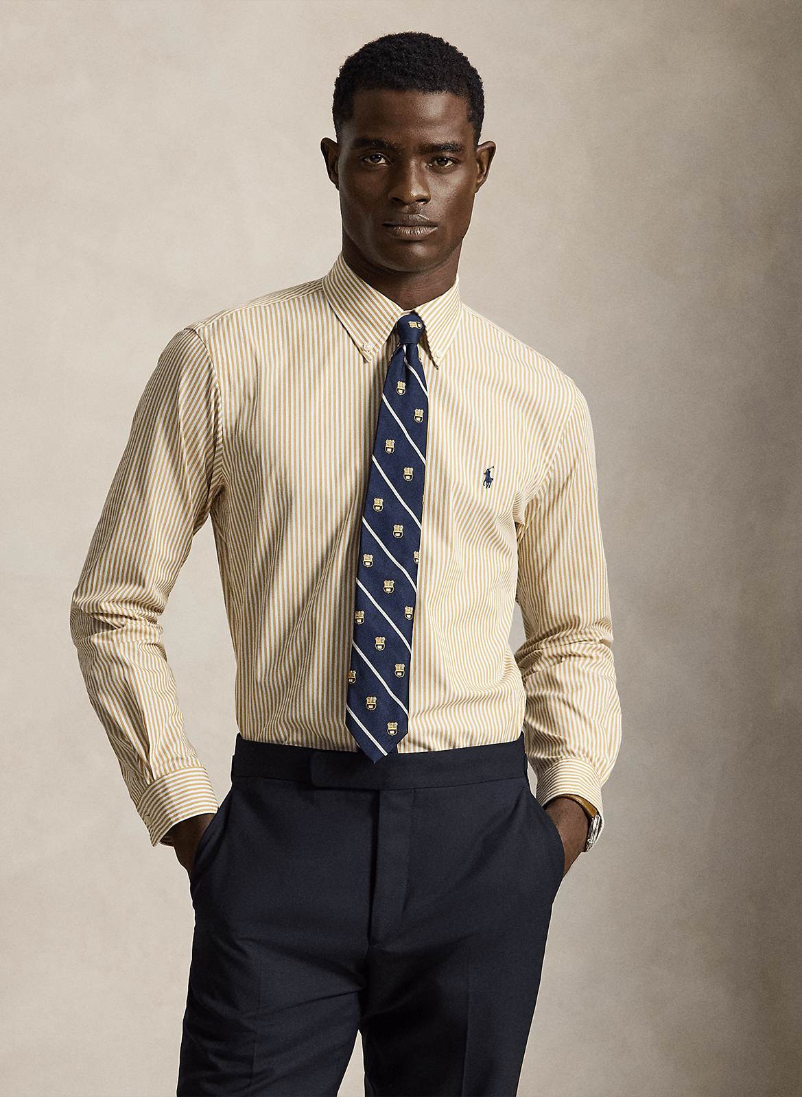 Slim-fit overhemd van stretchkatoen met Amerikaanse kraag POLO RALPH LAUREN