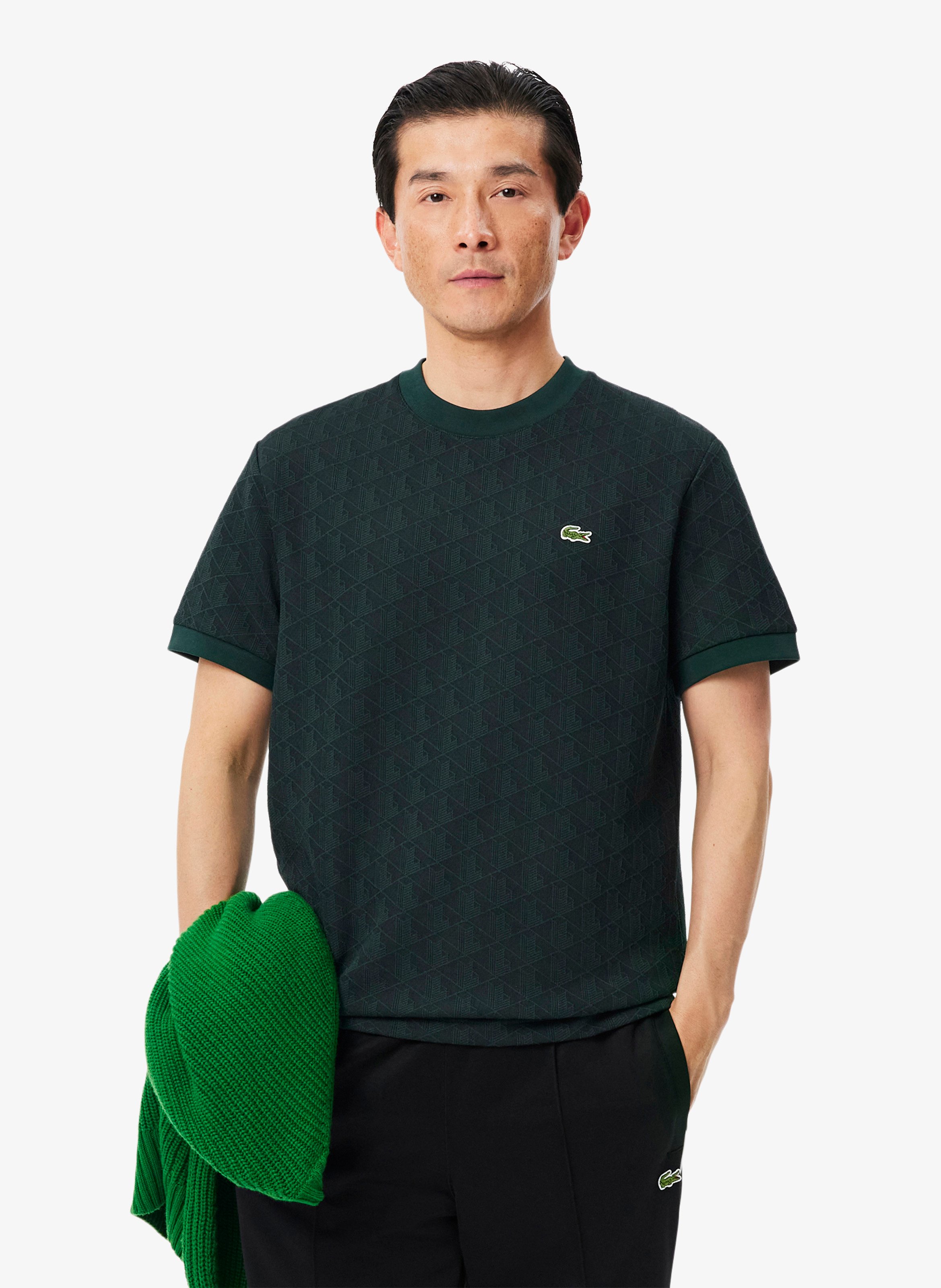 Bedrucktes Monogramm-T-Shirt aus Baumwolle LACOSTE Grun