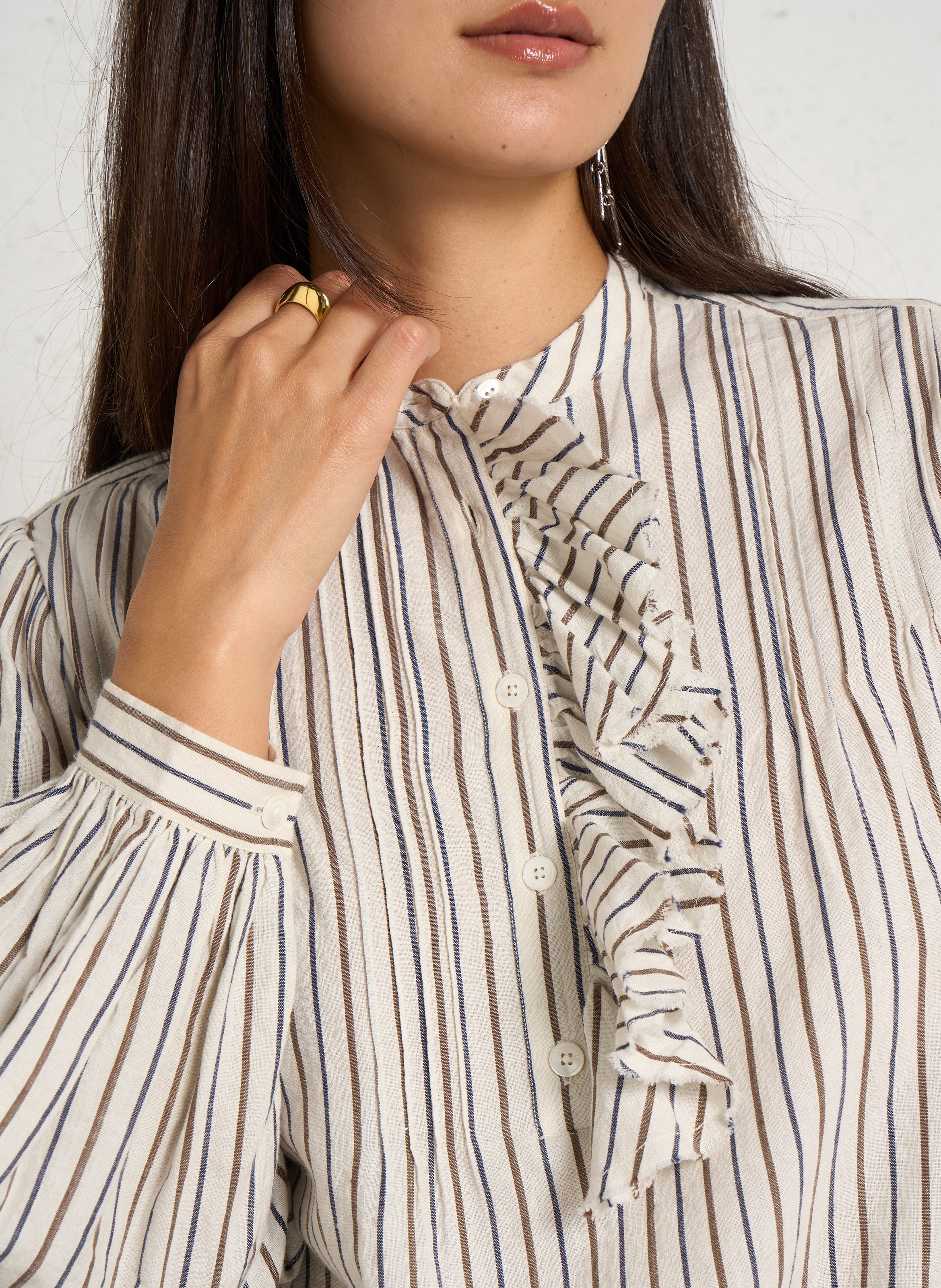 Weite Bluse mit Streifen aus Baumwolle LAURENCE BRAS Weiss
