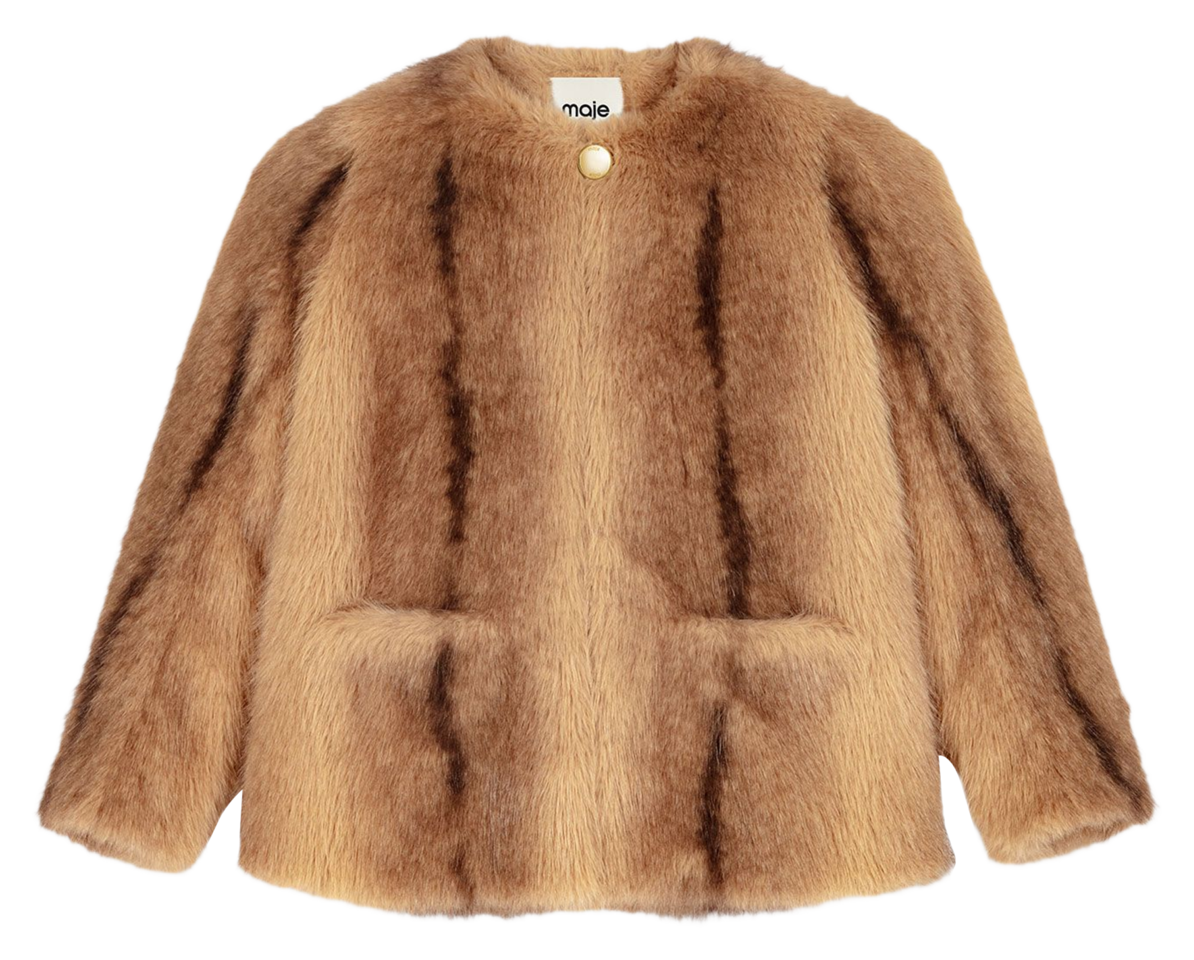 Manteau droit effet fourrure MAJE Beige