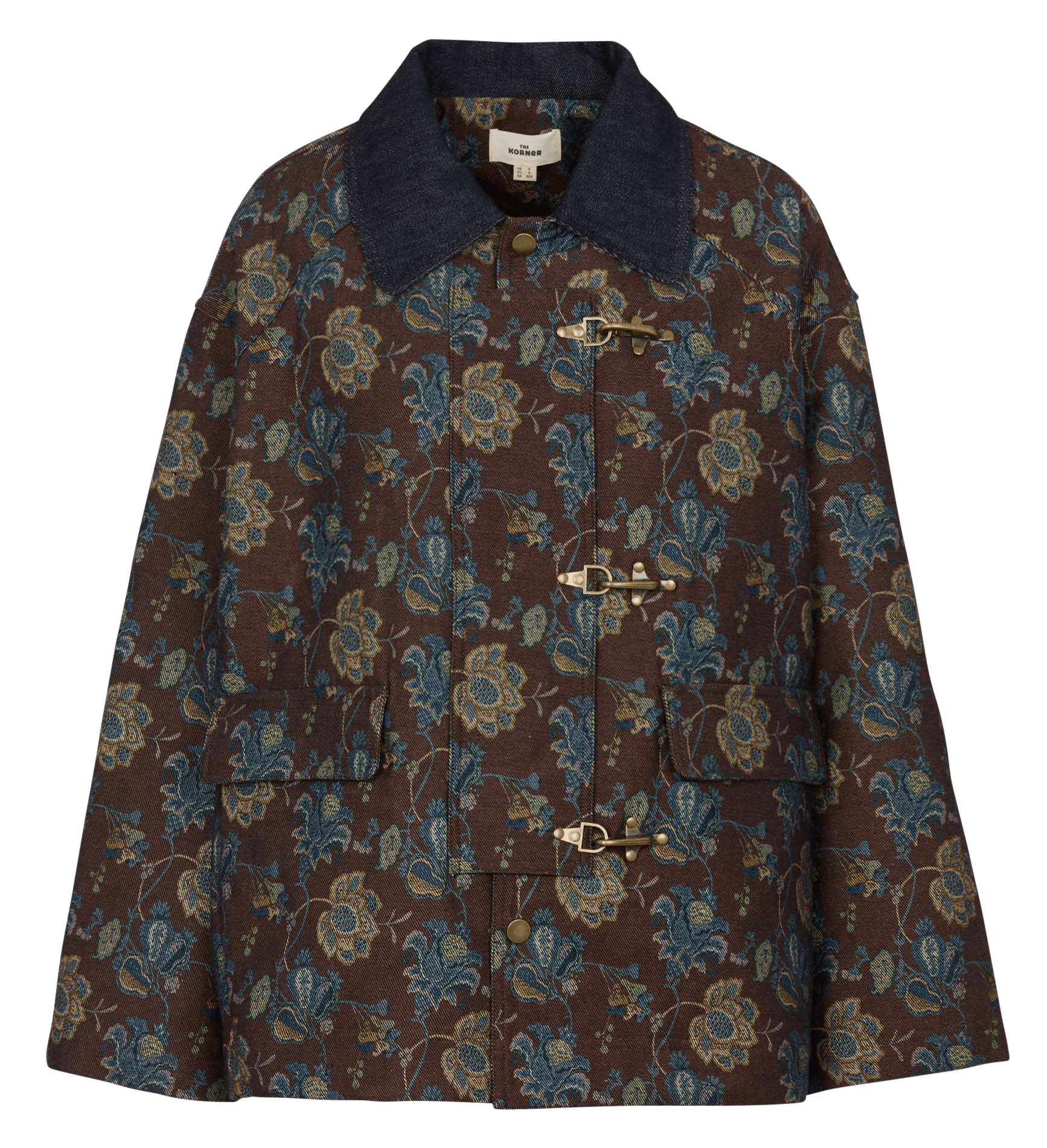 Veste ample col classique imprimée en coton mélangé THE KORNER Marron