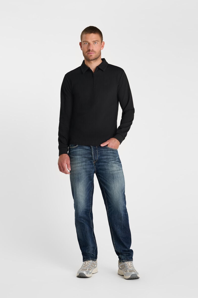 Zip-up shirt-collar polo shirt LE TEMPS DES CERISES Black