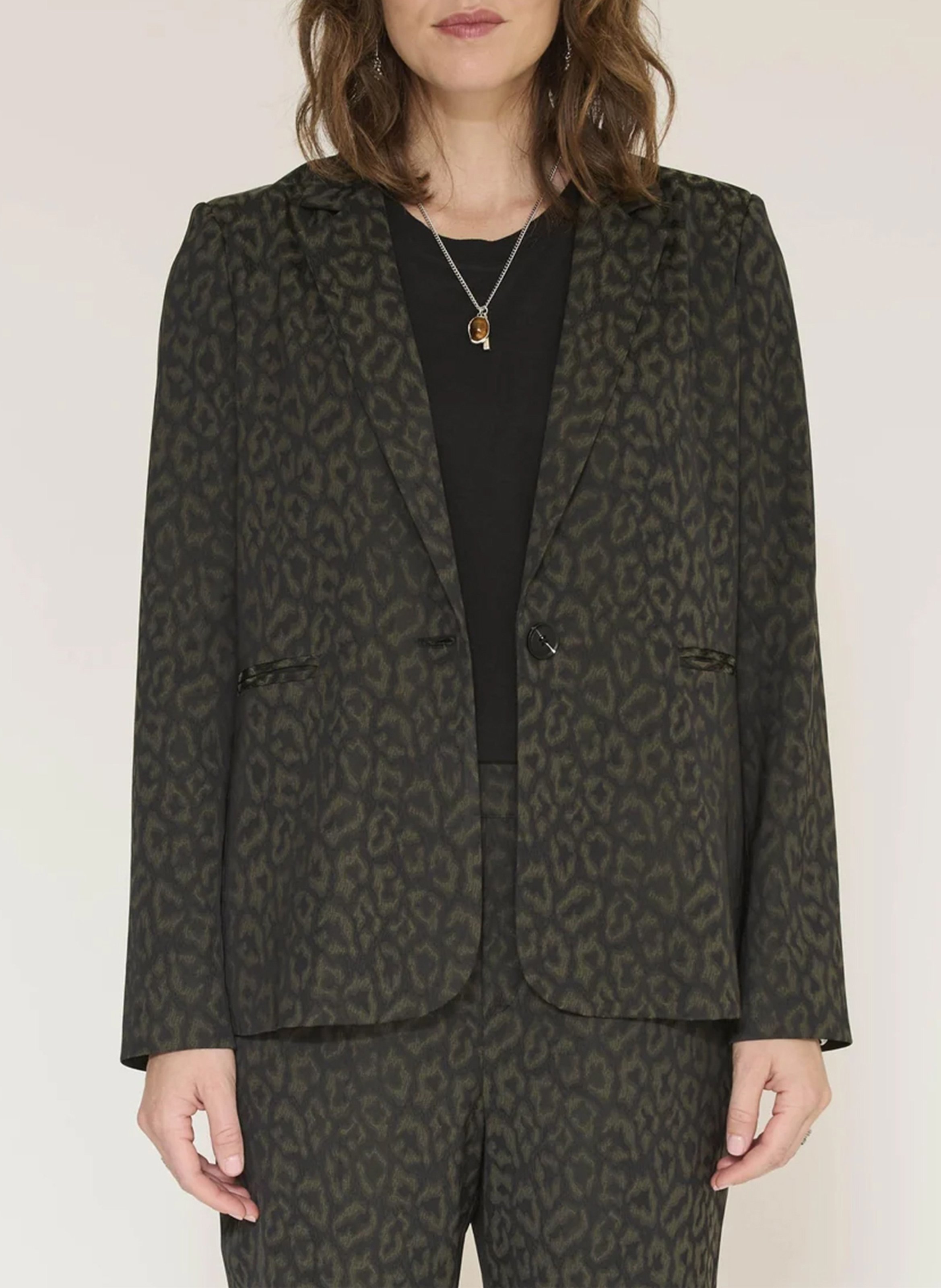 Veste de blazer ajustée imprimée MKT Noir