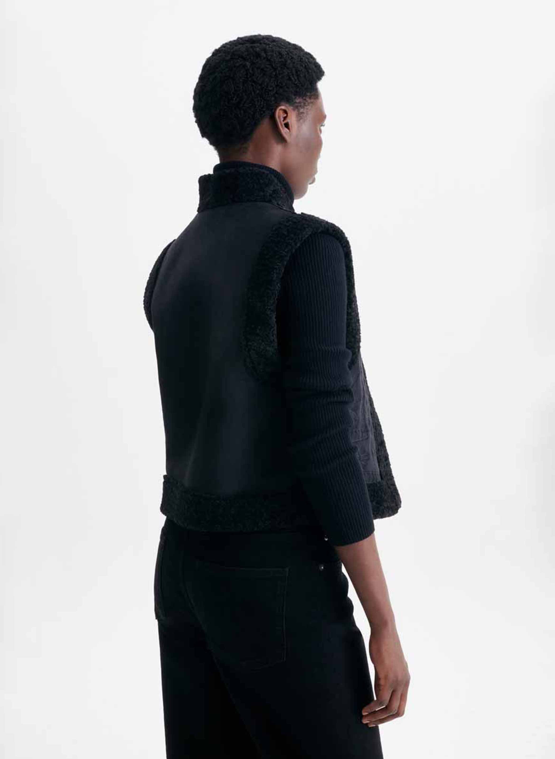 Gilet sans manches effet peau lainée VANESSA BRUNO Noir