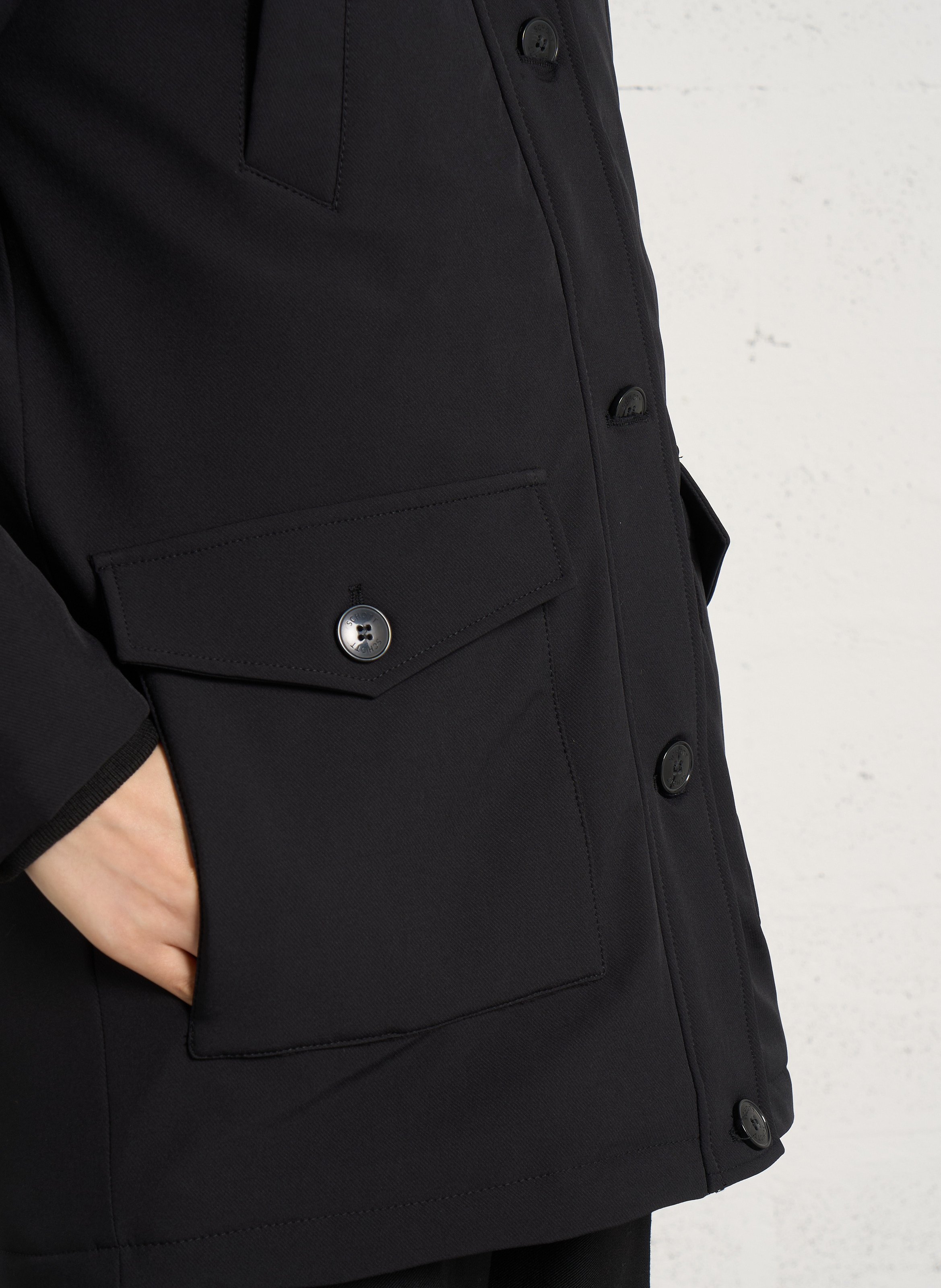 Gerade geschnittener Parka mit Kapuzenkragen SCHOTT Schwarz