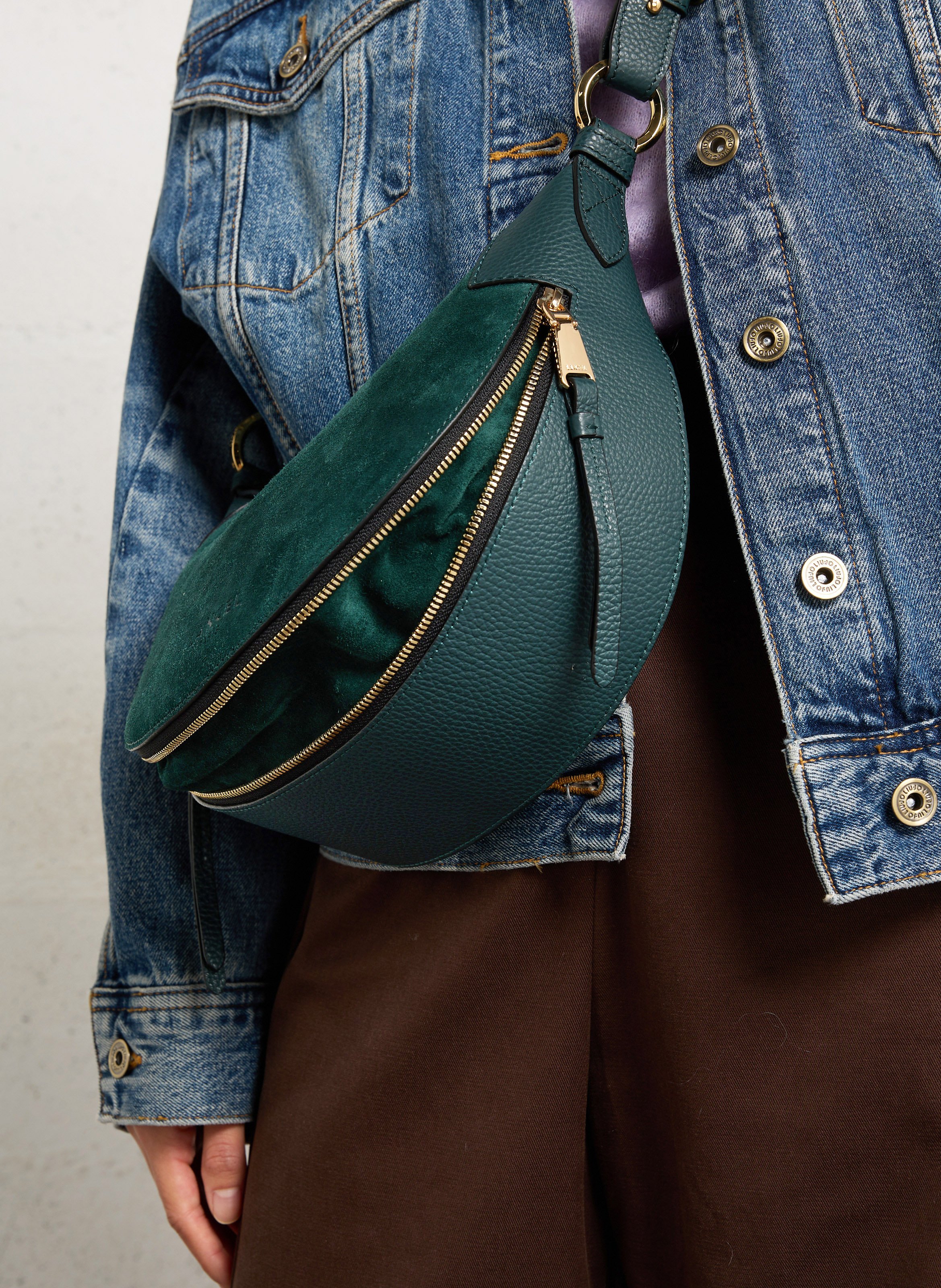 Zipped leather Hobo bag LANCEL Green