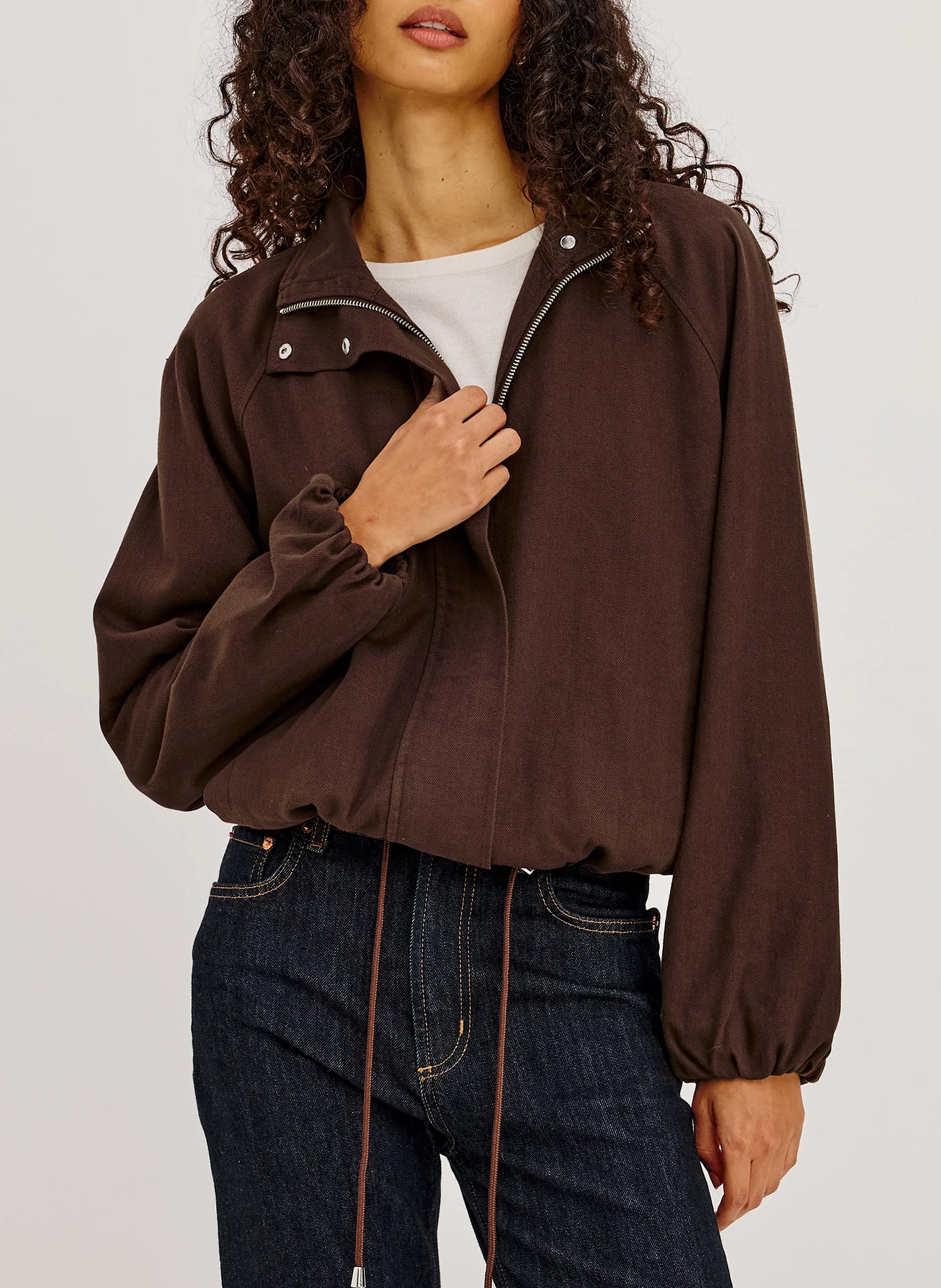 Veste oversize en coton mélangé RAILS Marron