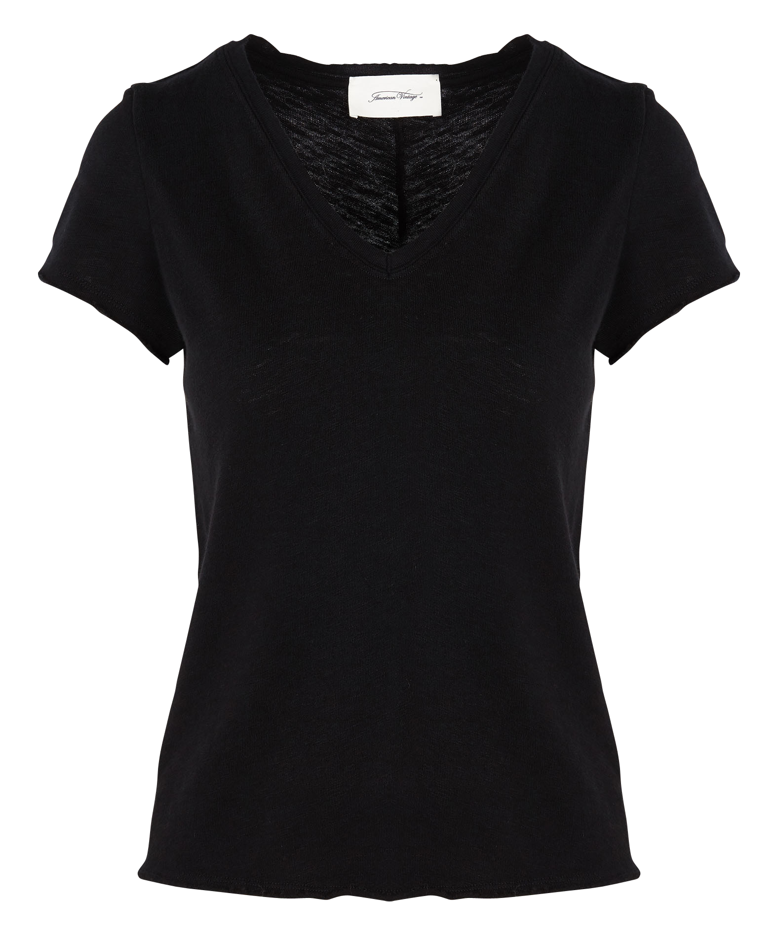 V-neck cotton T-shirt AMERICAN VINTAGE Black