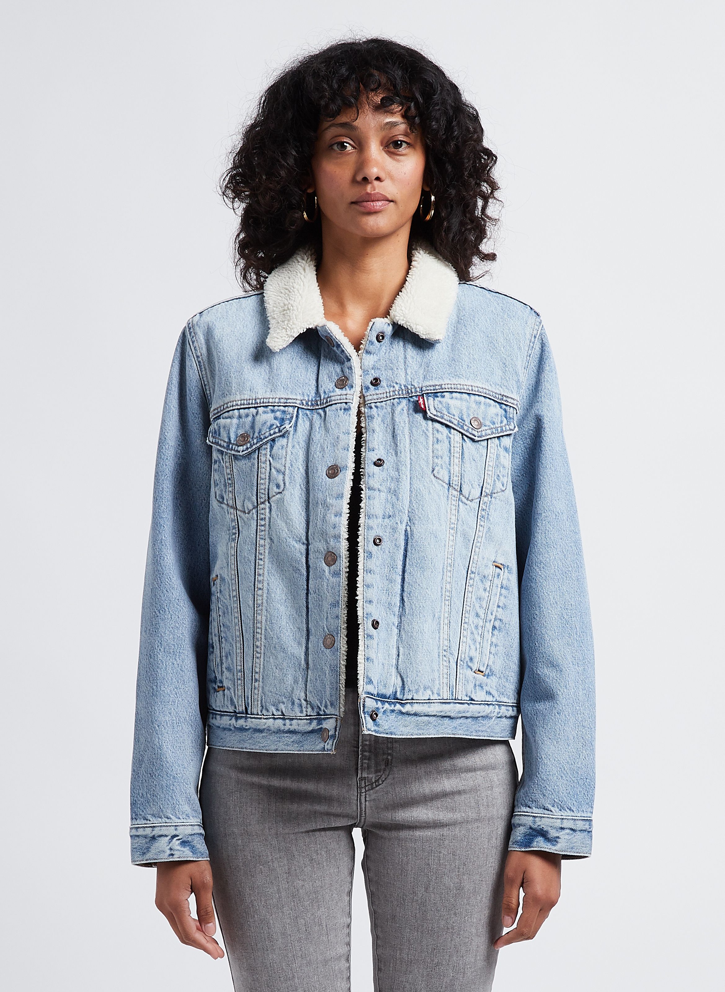 Veste col classique sherpa en coton Jean D lav