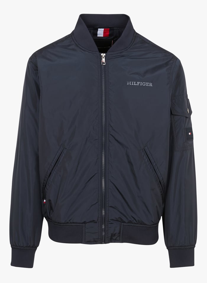 Tommy hilfiger blue leather 2025 jacket