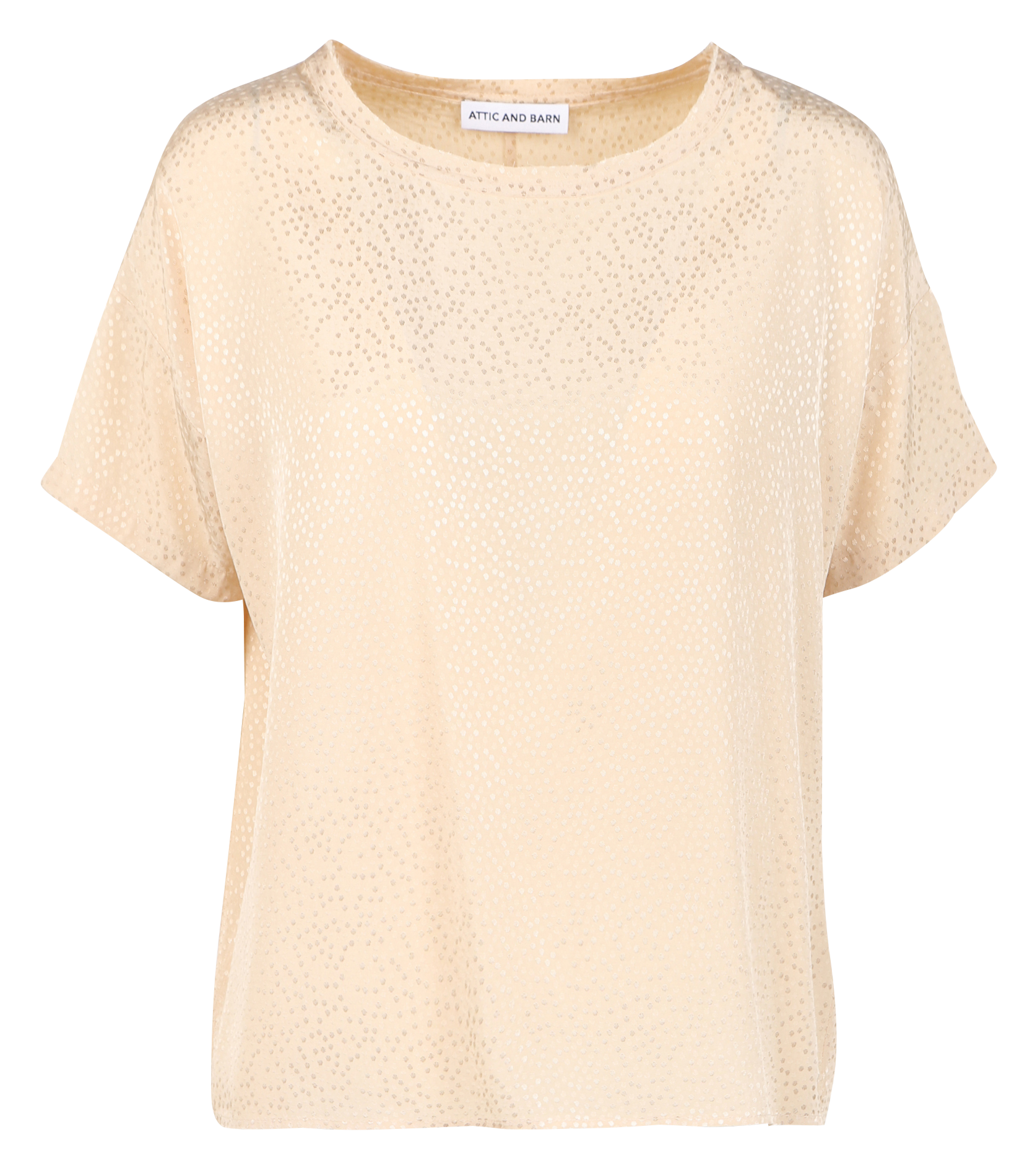 Loose-fit round-neck jacquard T-shirt ATTIC AND BARN Beige