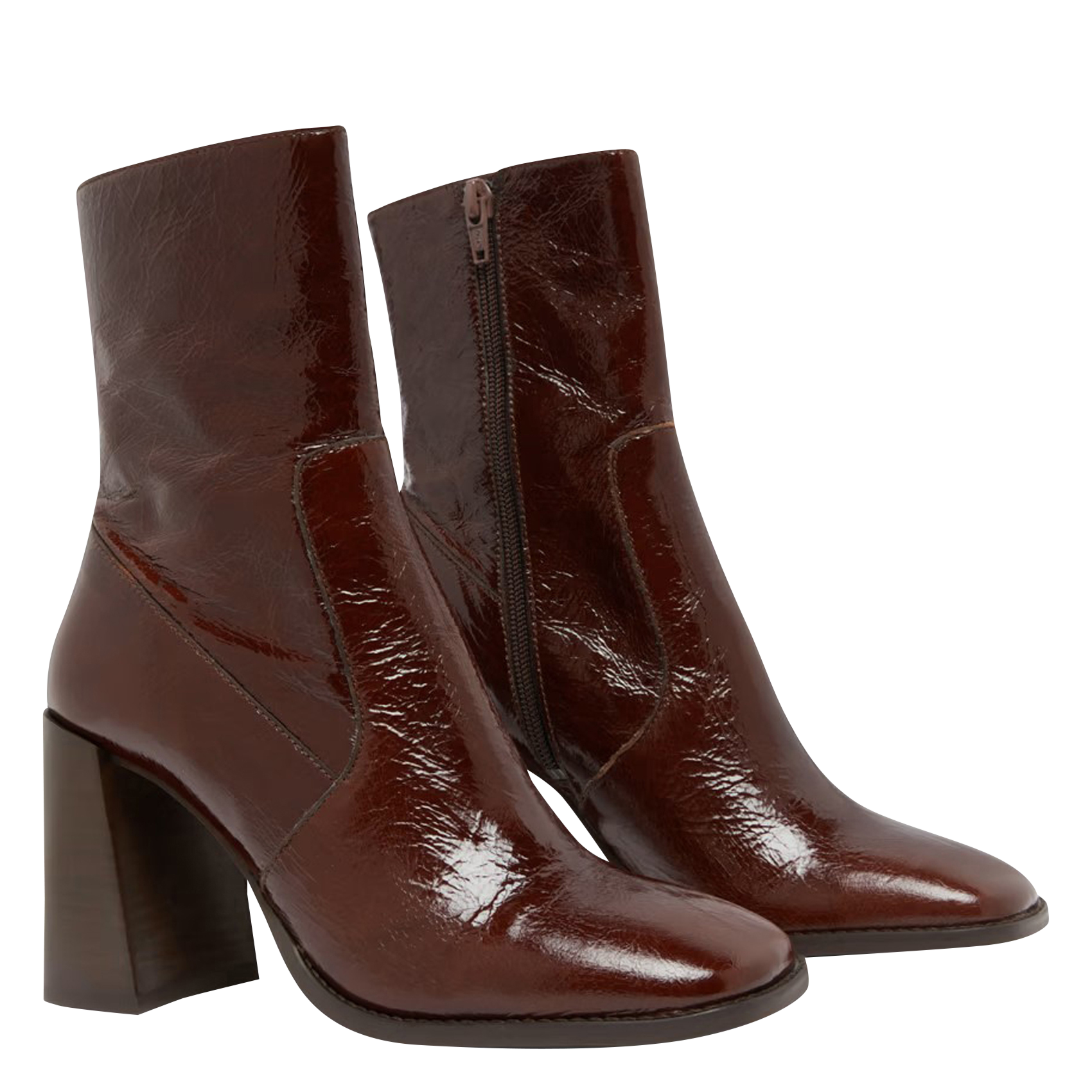 Cracked leather mid-calf boots JONAK Brown