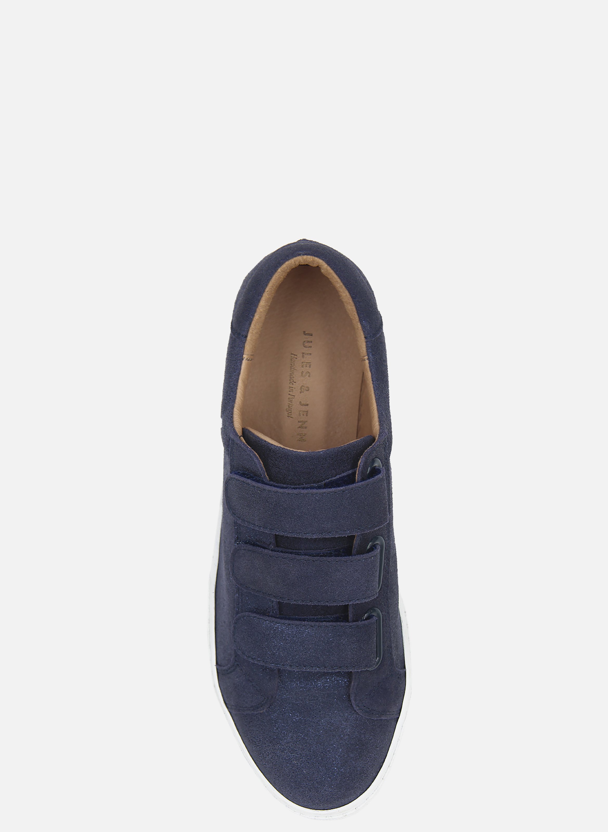 Metallic leather Velcro trainers JULES & JENN Blue