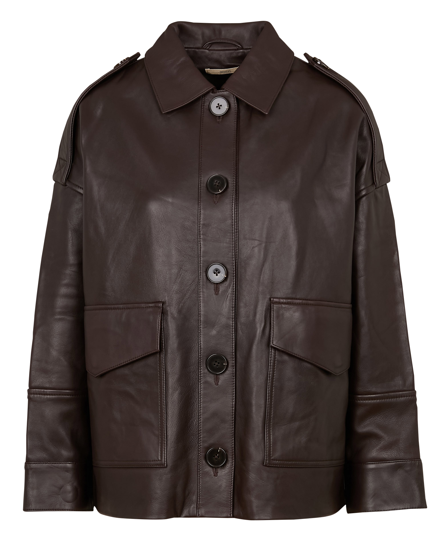 Veste ample boutonnée en cuir  SESSUN Marron