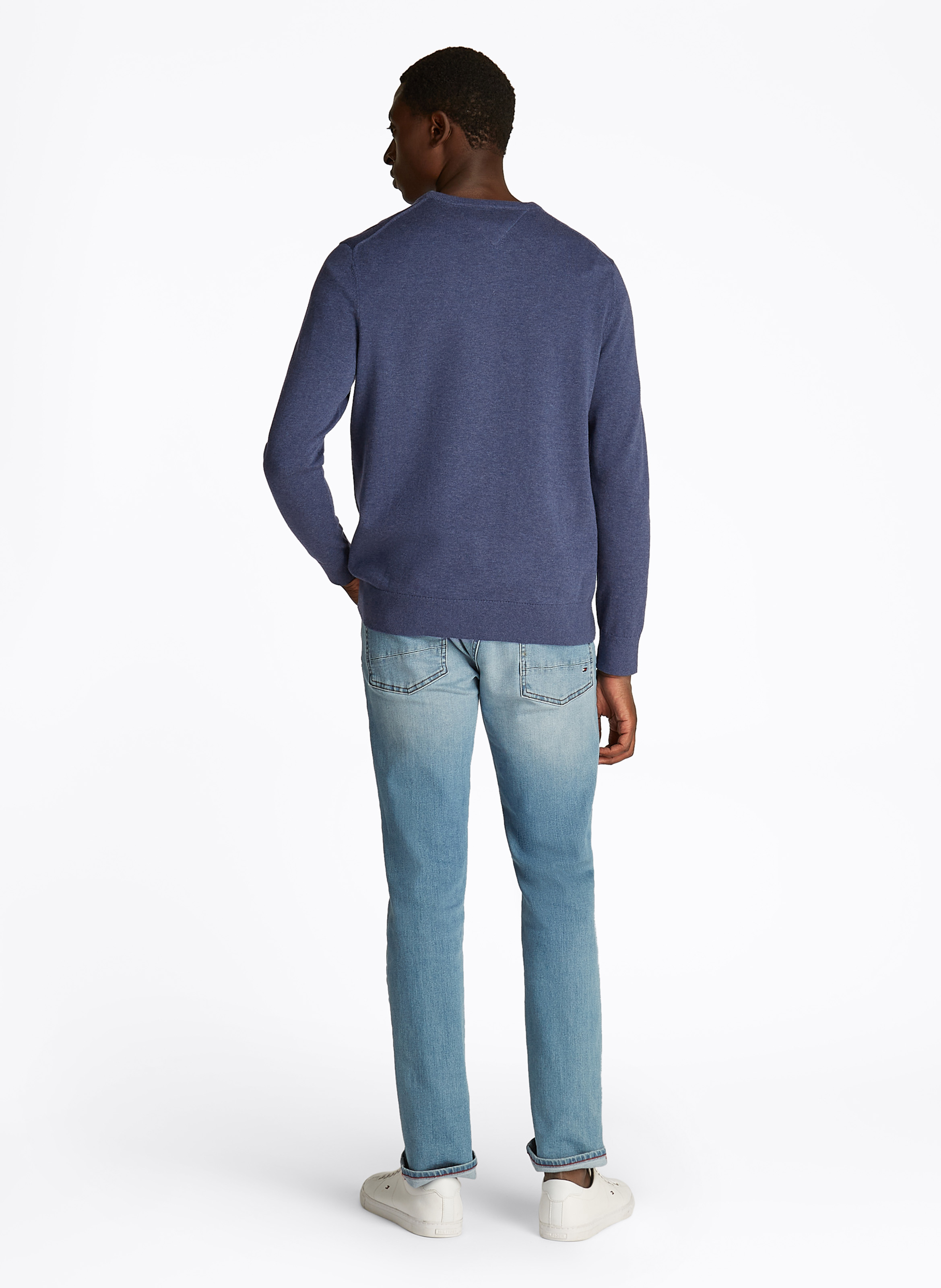 Katoenen tricottrui met ronde hals en fantasieprint TOMMY HILFIGER Blauw