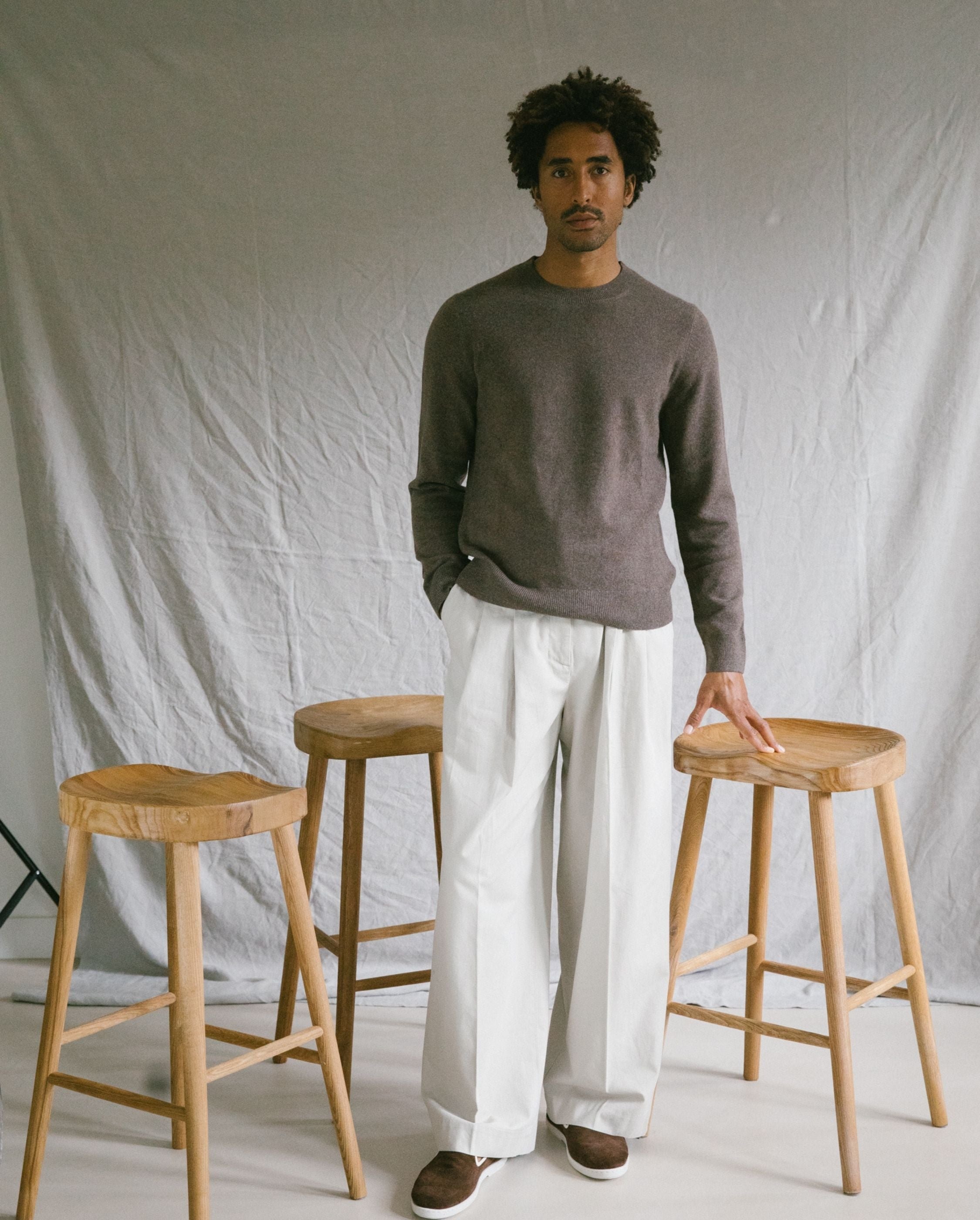 Men's leather slipper, mocha ANGARDE Brown