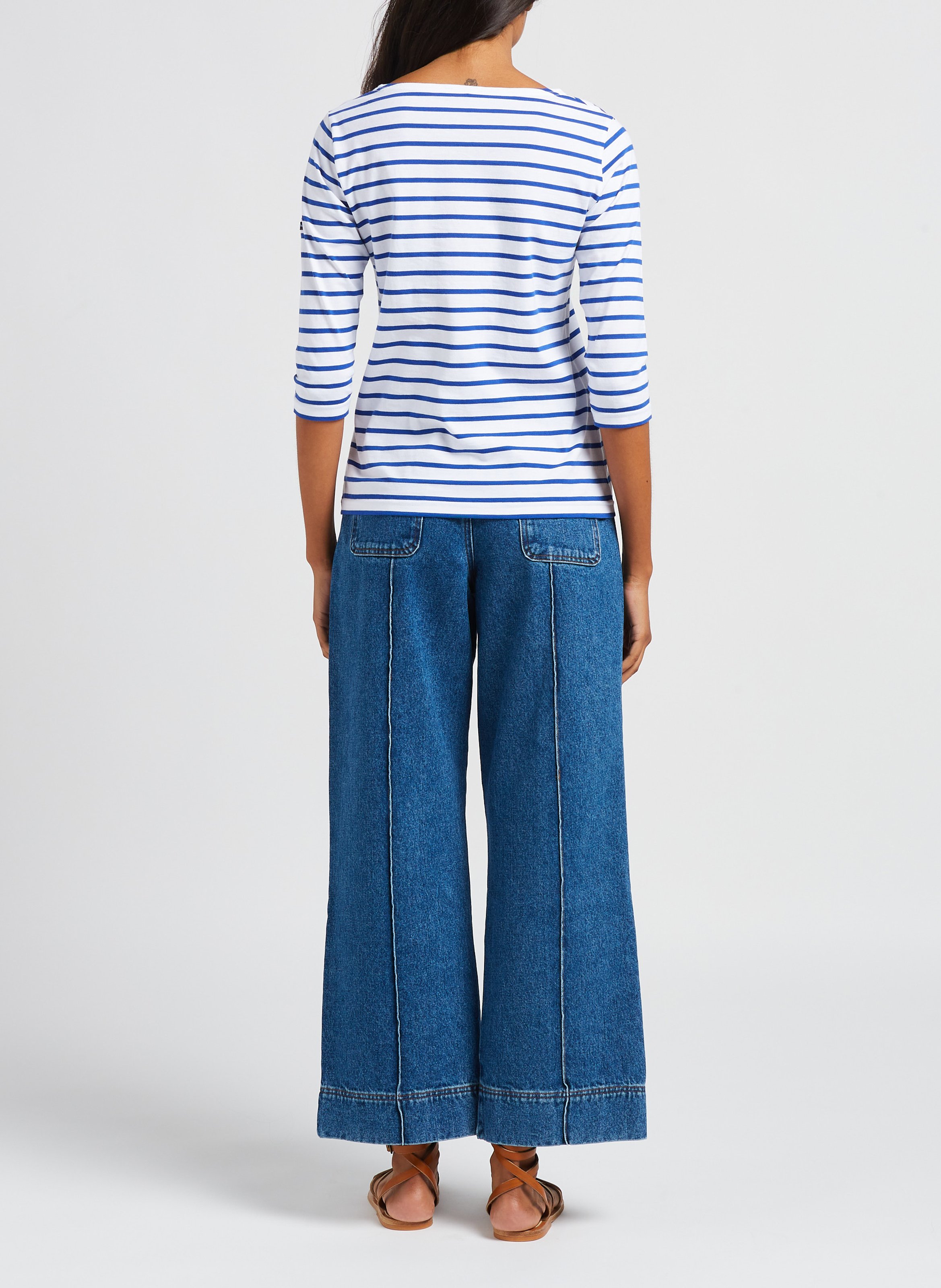 Jean évasé et délavé en coton  SOEUR Bleu