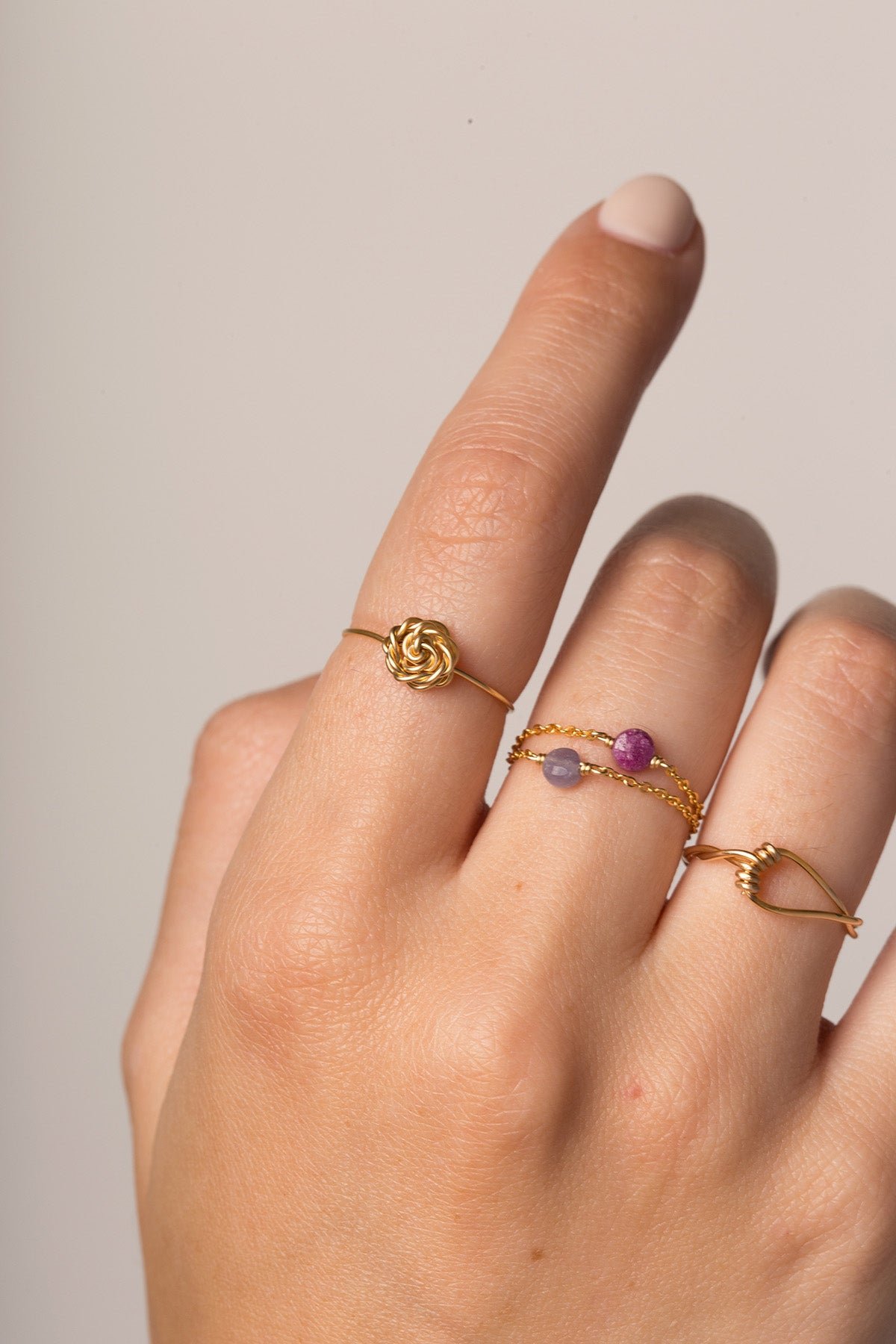 Chain ring - ruby YAY Golden