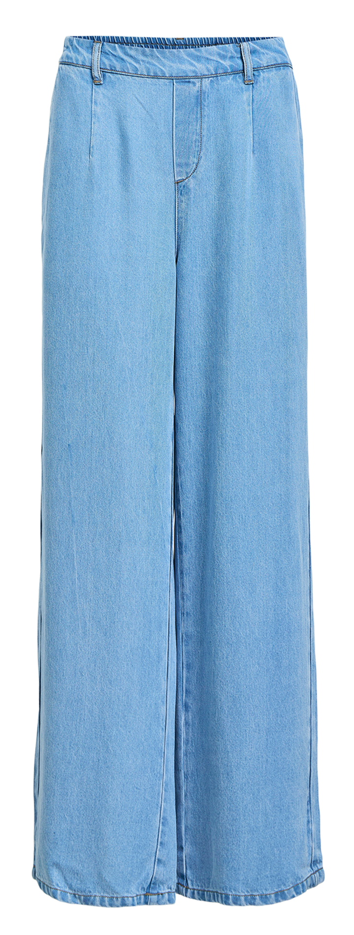 Elasticated wide-leg trousers  Light blue denim