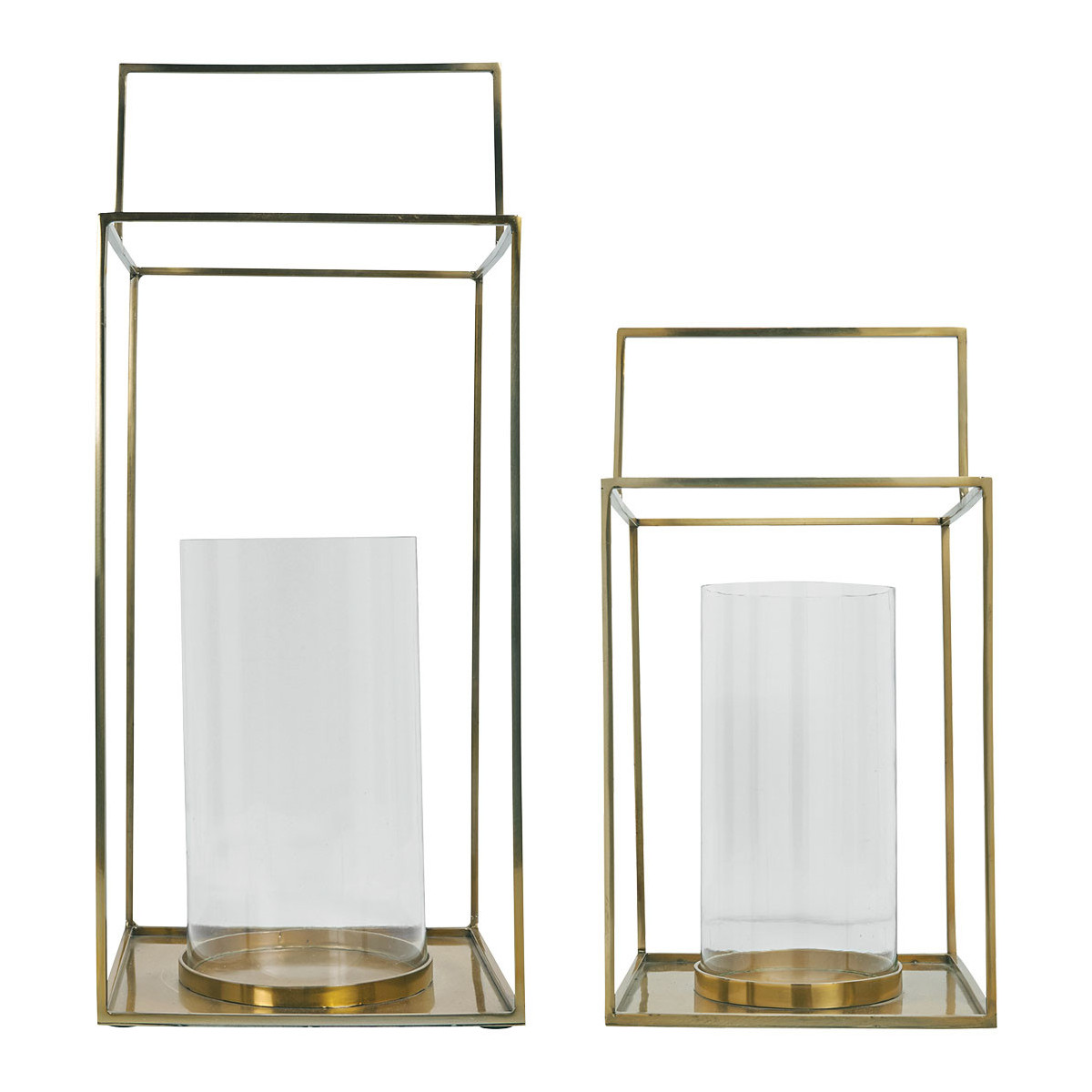 Set of 2 Hector lanterns in brass finish metal BLANC D'IVOIRE Golden