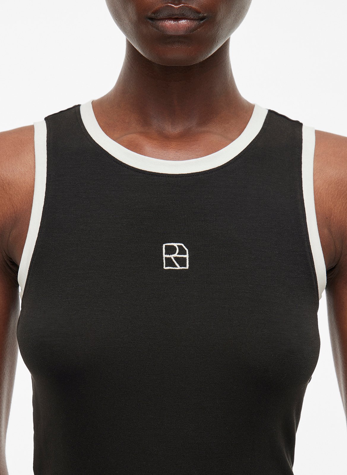 Fitted tank top with contrast edges ROUGE EDIT Grey
