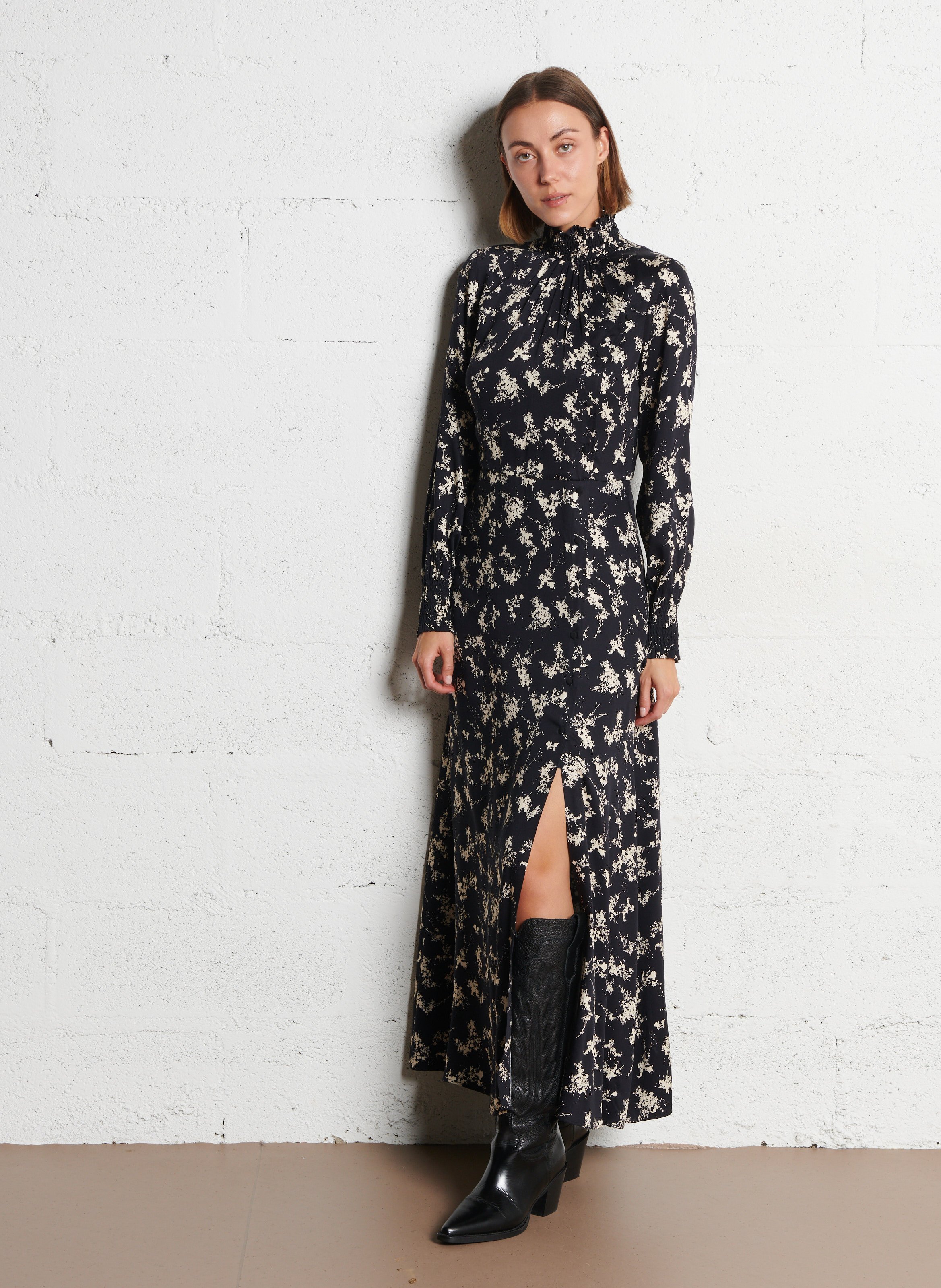 Robe longue imprimée IKKS Noir