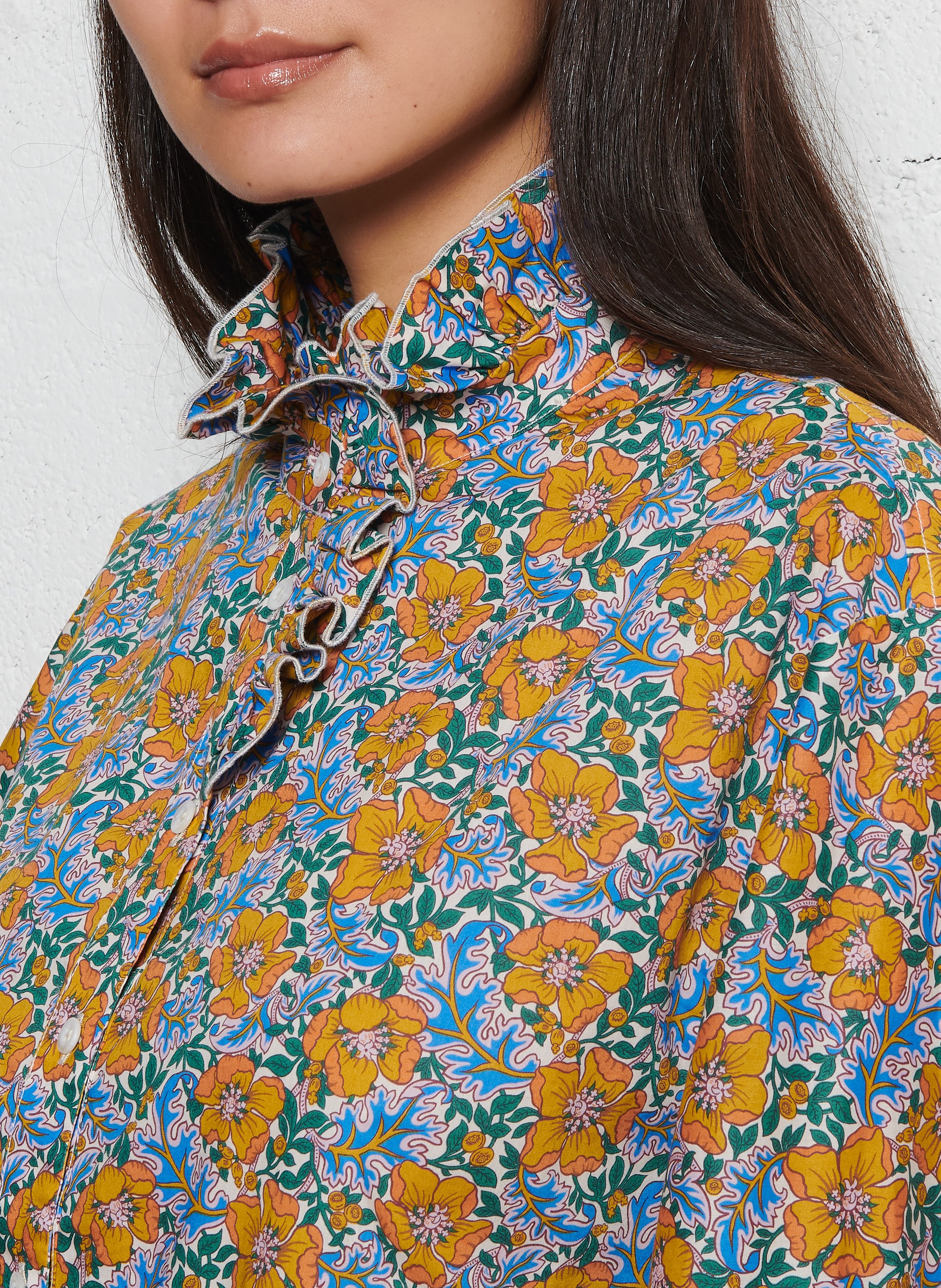 Oversized blouse van katoen met print SUZIE WINKLE Blauw