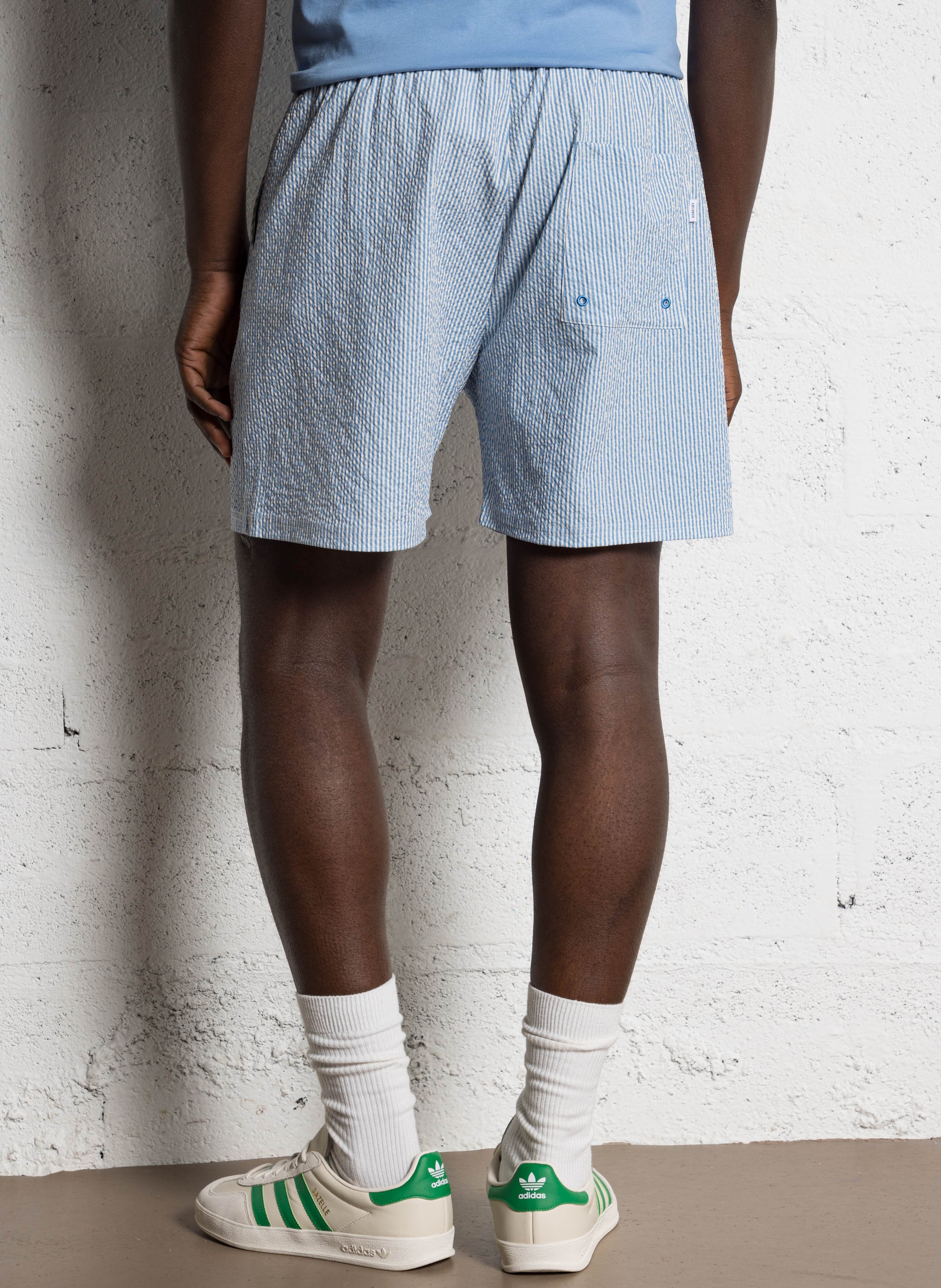 Straight striped shorts LES DEUX Blue