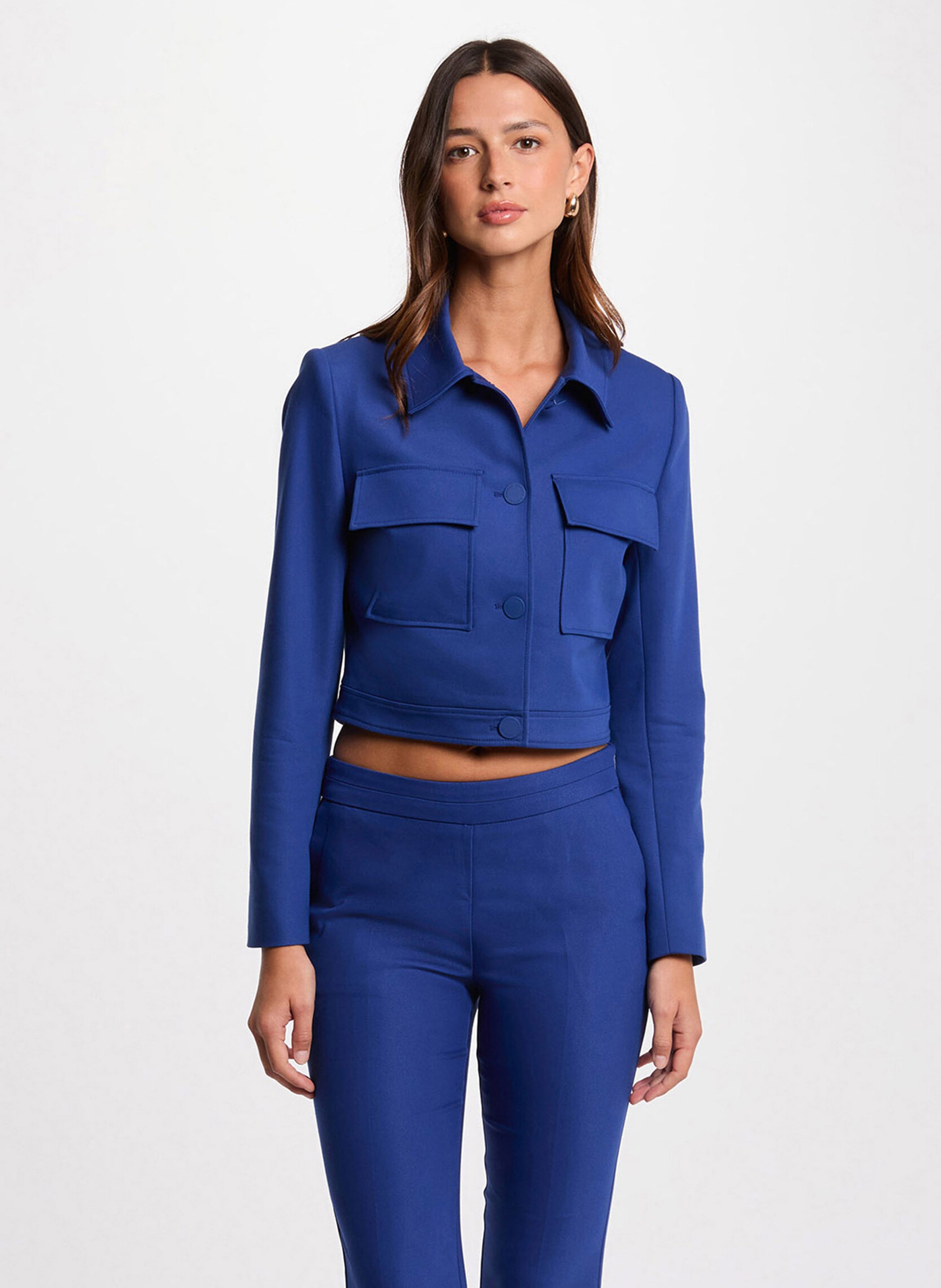 Veste droite en coton mélangé MORGAN Bleu