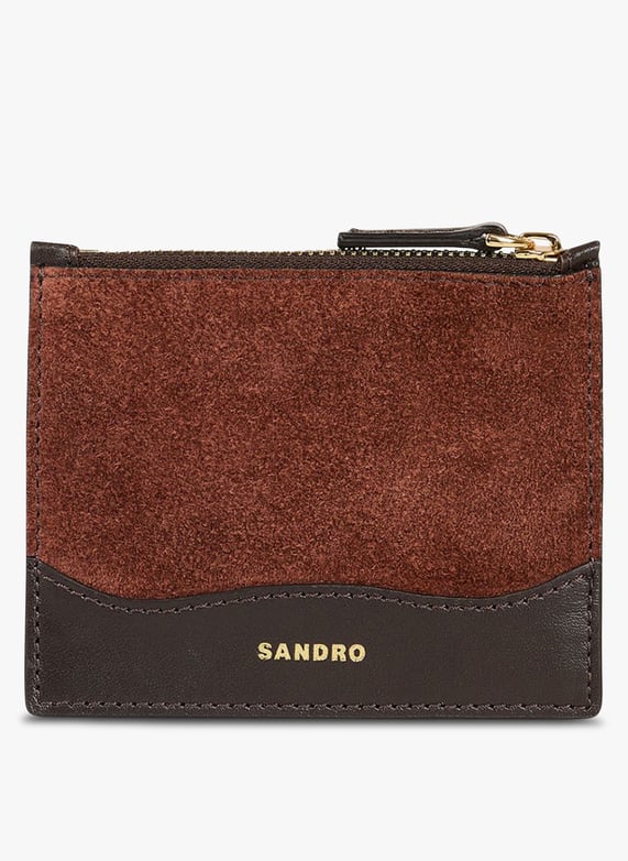 Portacarte in pelle scamosciata Mahogany Sandro Donna Place