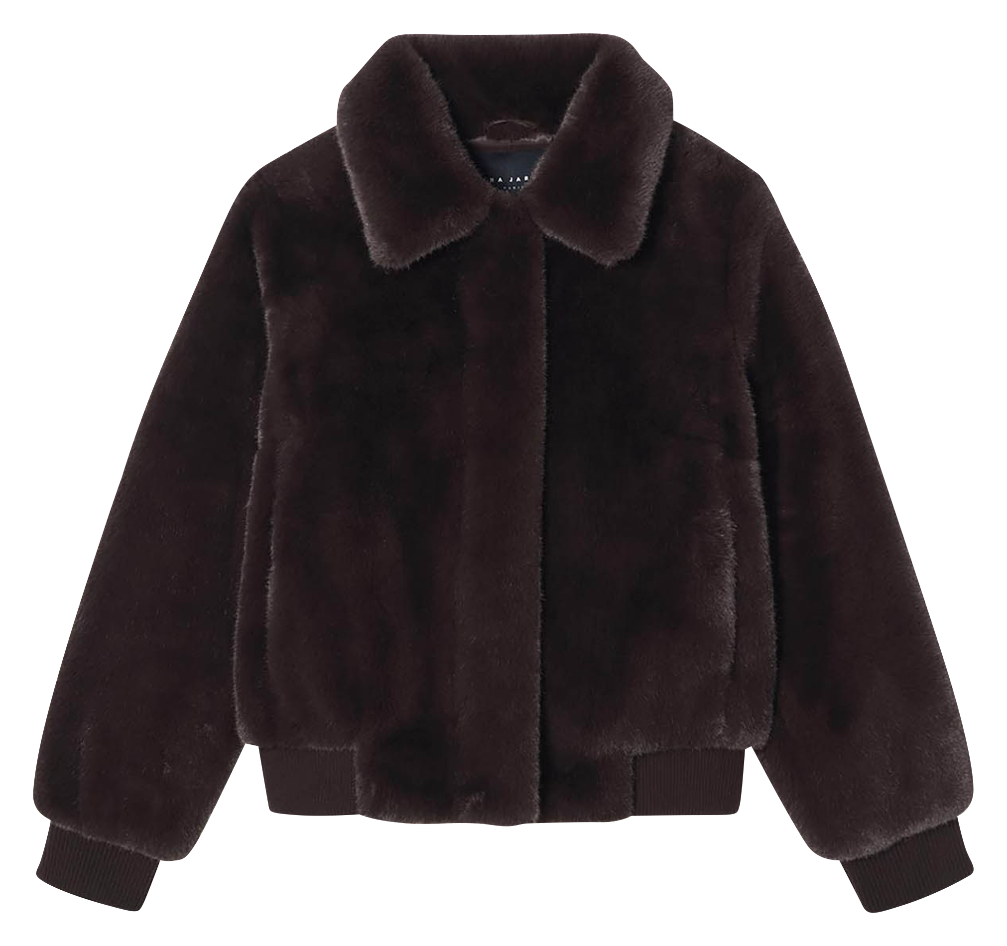 Faux fur jacket with classic collar TARA JARMON Brown