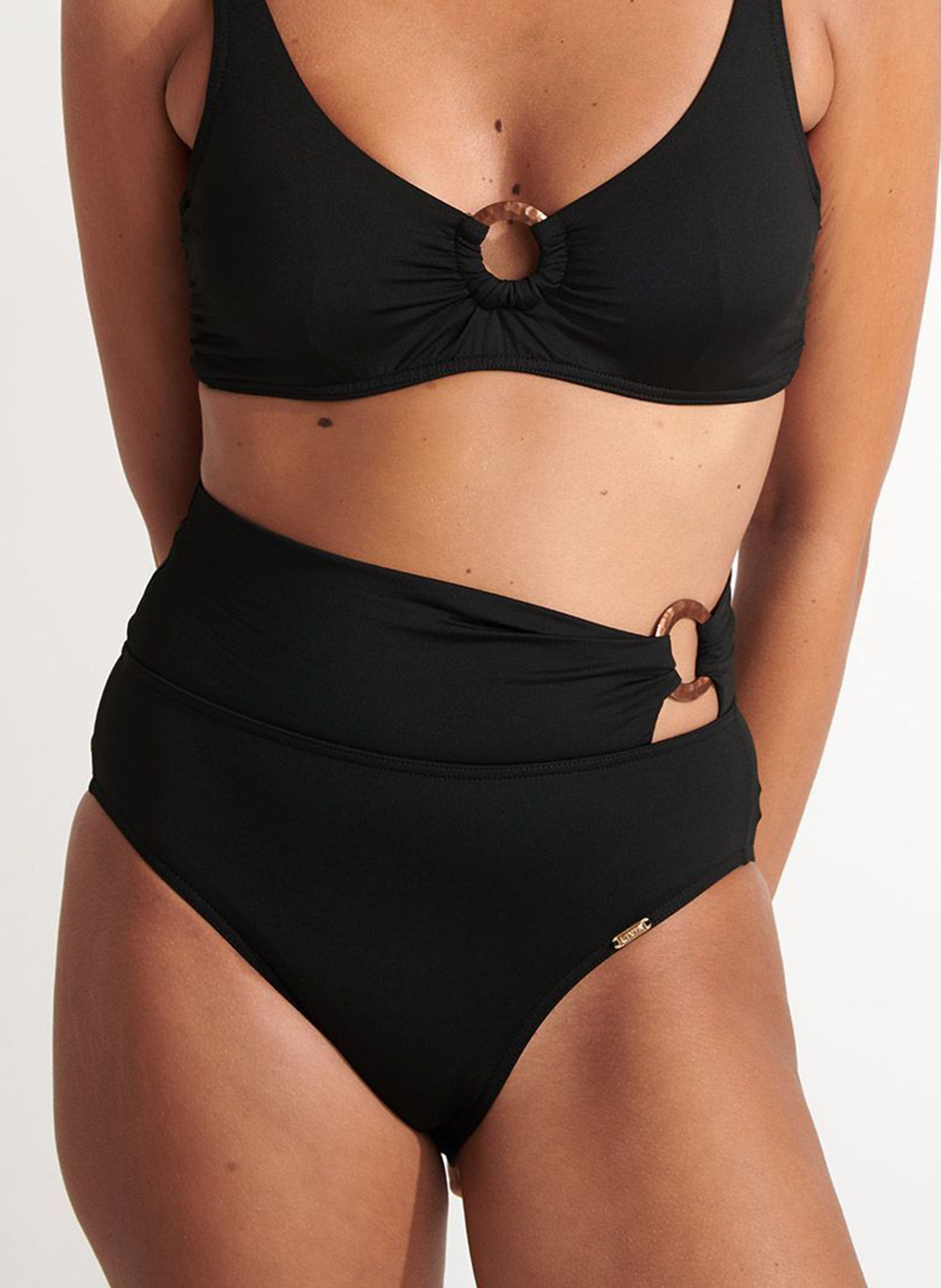 High-waisted bikini bottoms Black