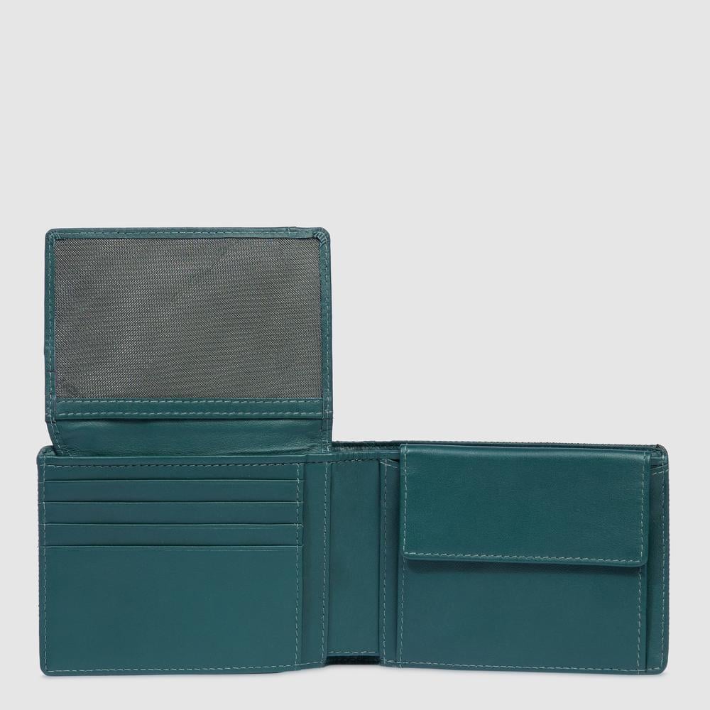 Portefeuille pour homme avec fenêtre d'identification relevable PIQUADRO Green