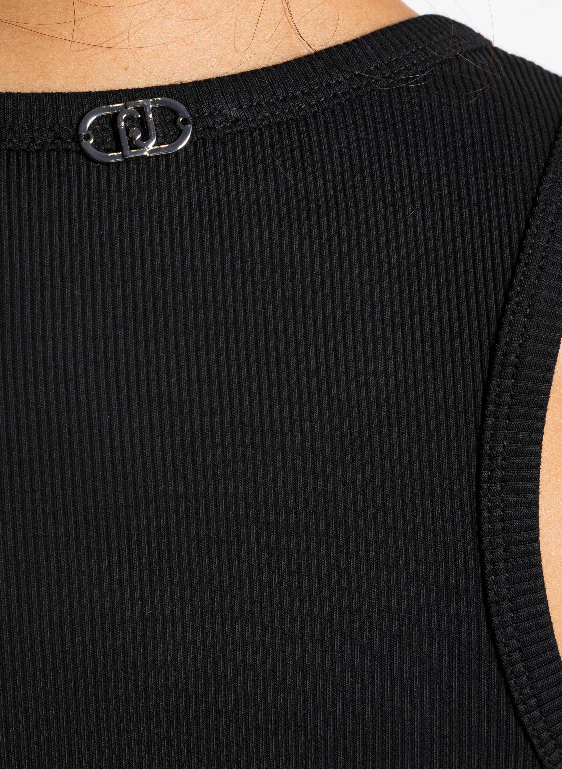 Cotton-blend tank top with round neck LIU JO Black