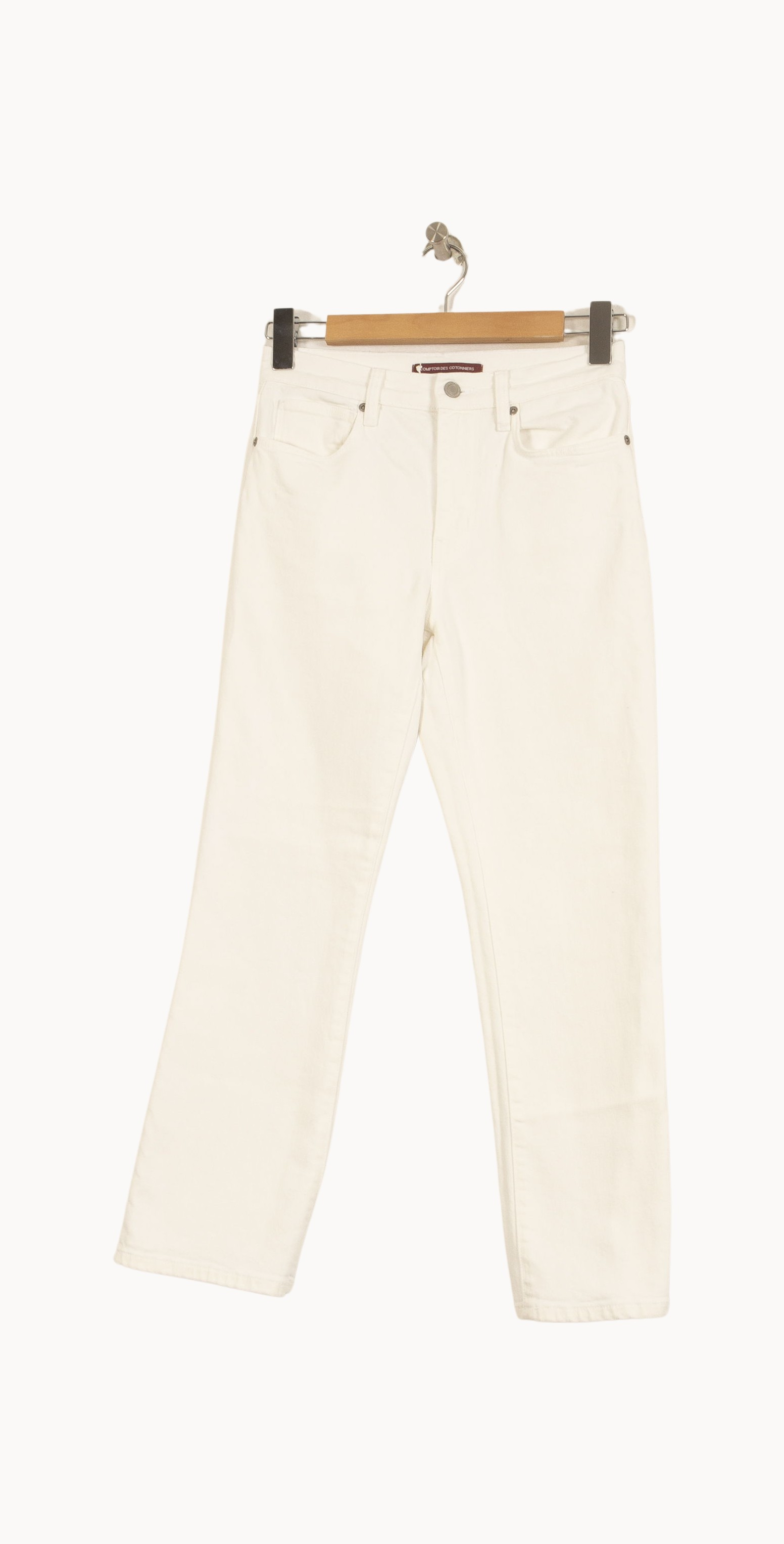 Cropped slim jeans with studs COMPTOIR DES COTONNIERS - Seconde main White