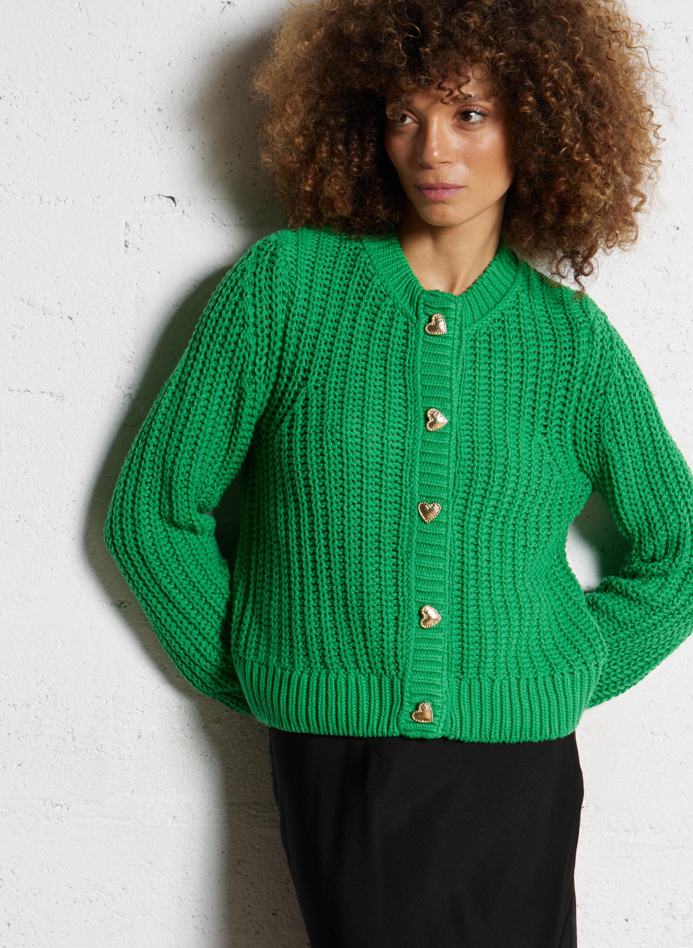 Vest van biologische katoenmix met ronde hals FABIENNE CHAPOT Groen