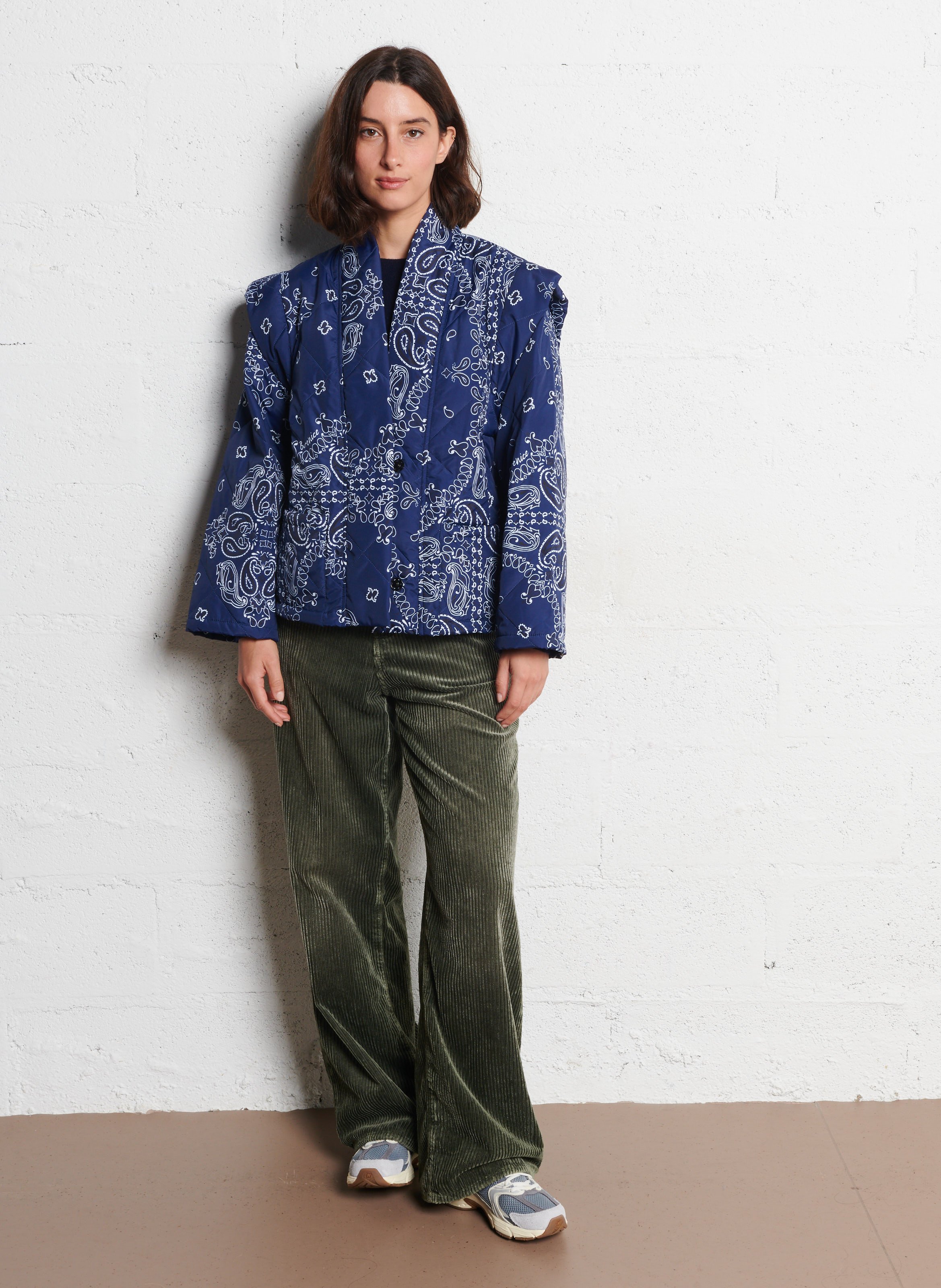Veste matelassée bandana avec manches amovibles BERENICE Bleu